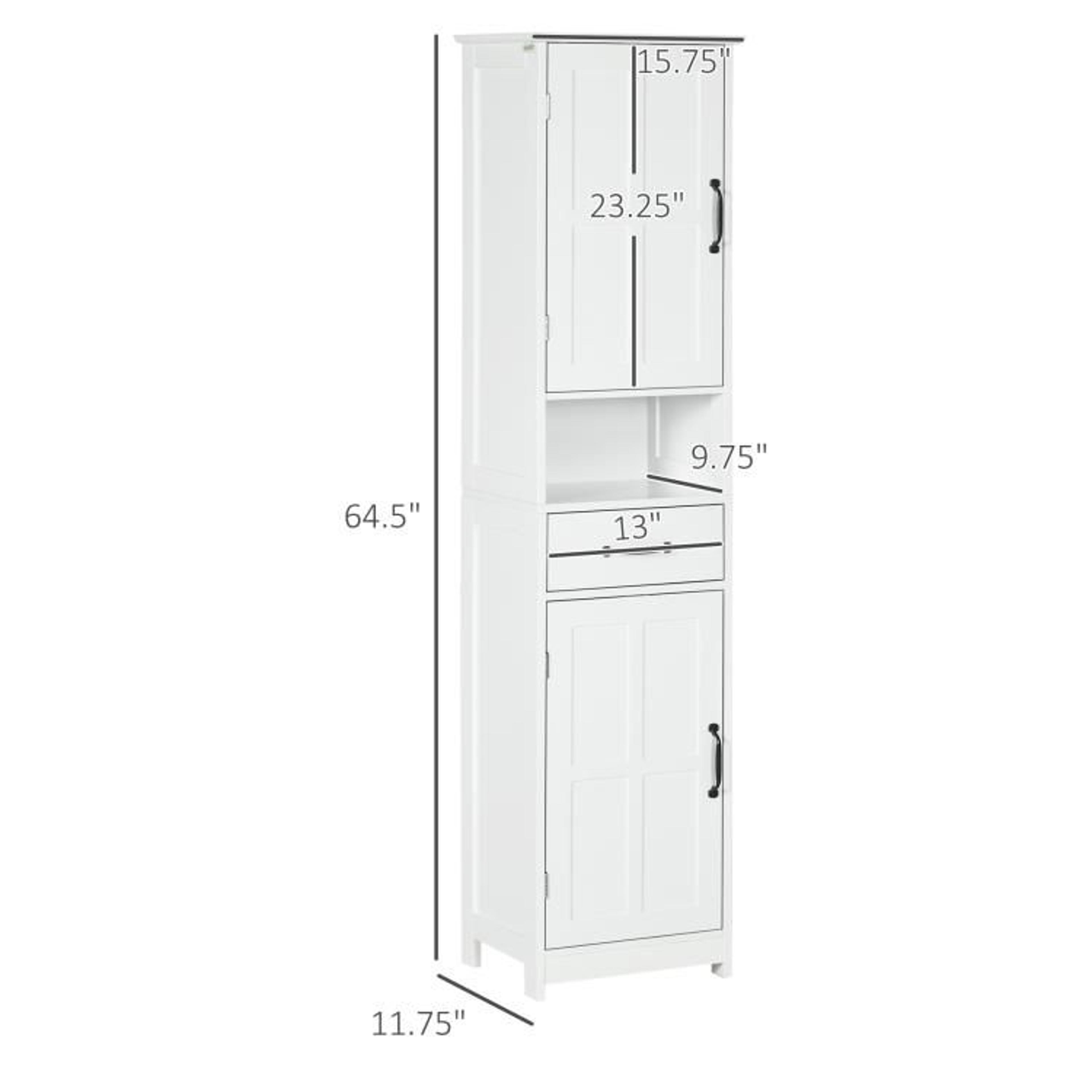 Narrow Bathroom Storage Cabinet With Drawer And Adjustable Shelves In White 4