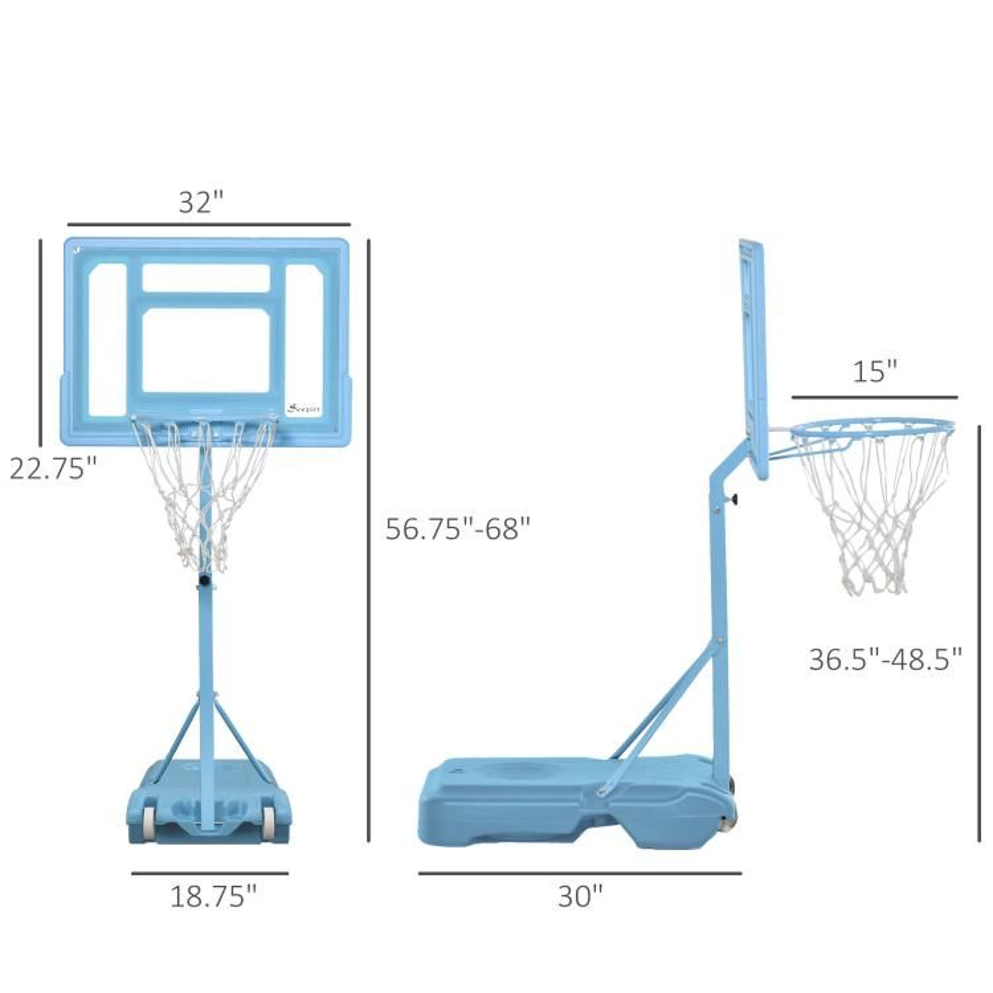 Adjustable Poolside Basketball Hoop Stand With Portable Base  White 4