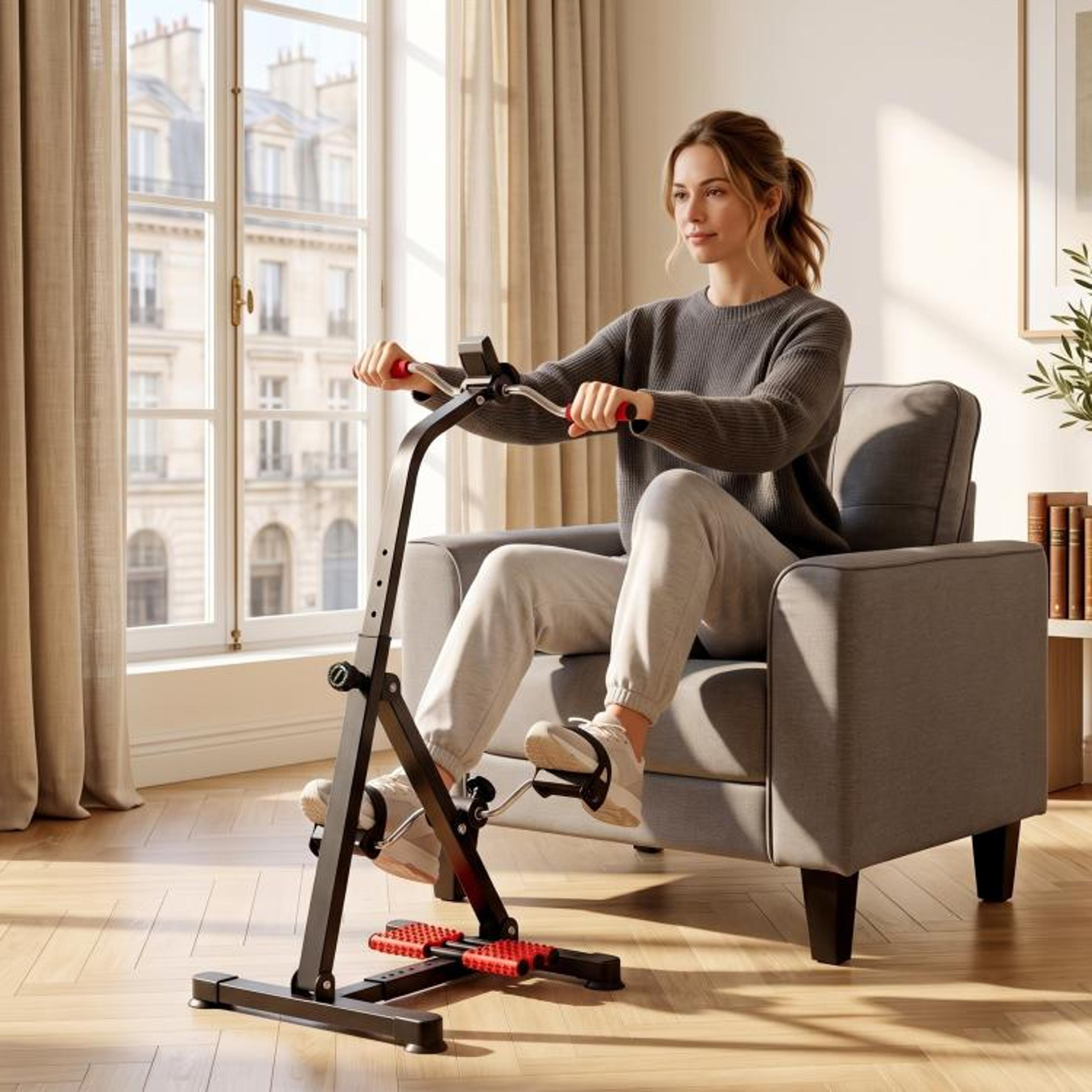 Adjustable Pedal Exerciser For Seniors With LCD Display And Foot Massage Rollers 3