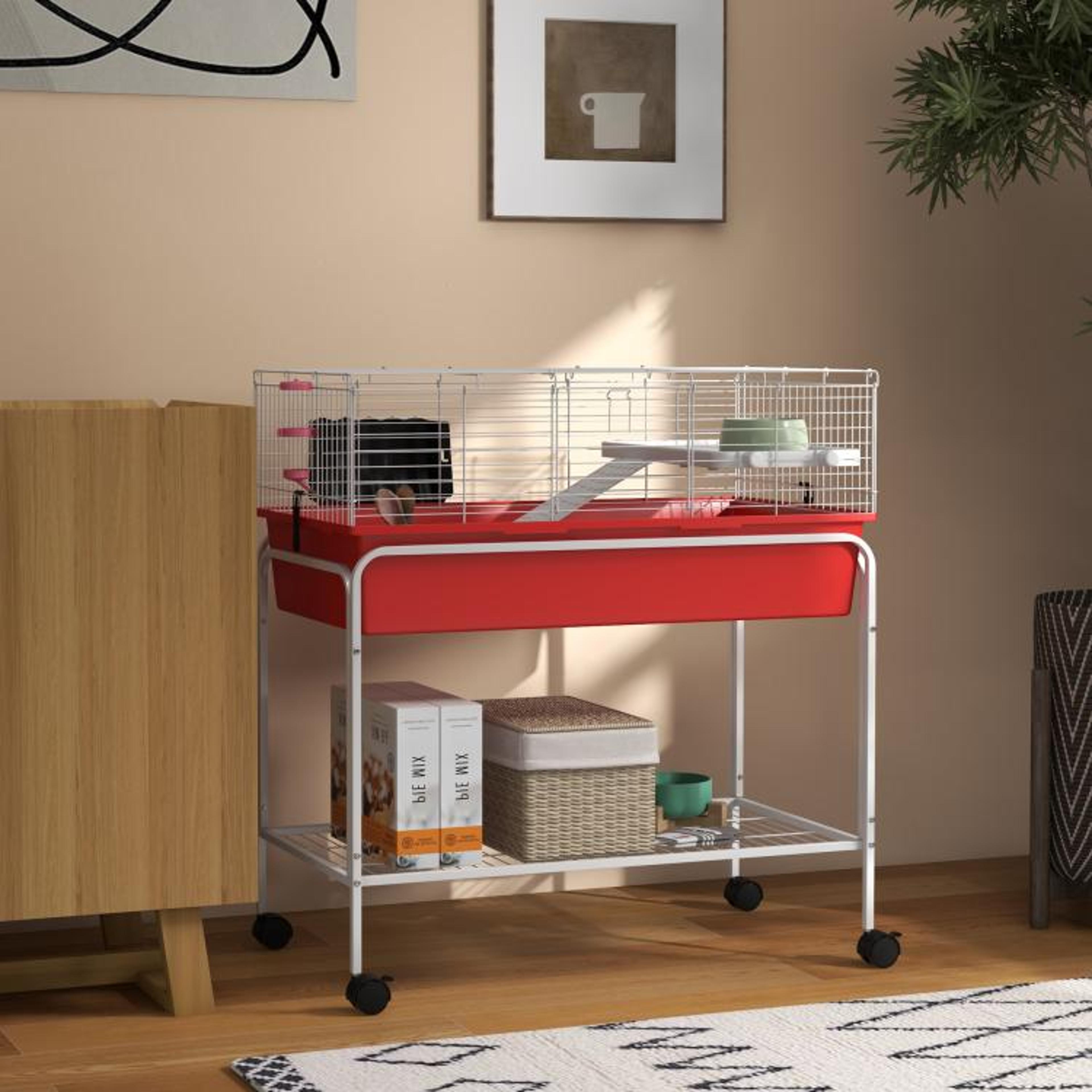 TwoStory Small Animal Cage With Removable Stand Wheels  Storage Shelf 2