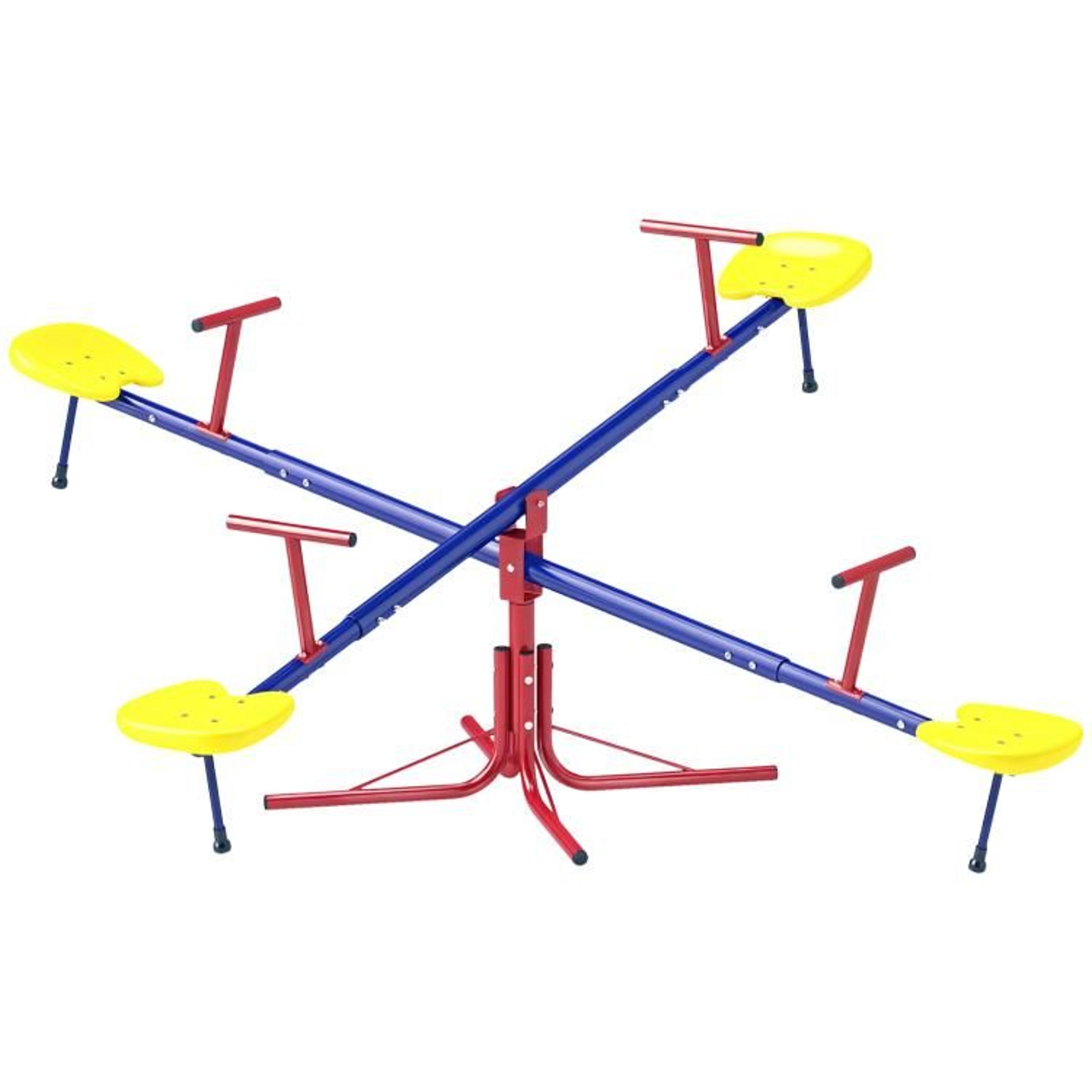 4-seat kids seesaw with 360° swivel for outdoor backyard play