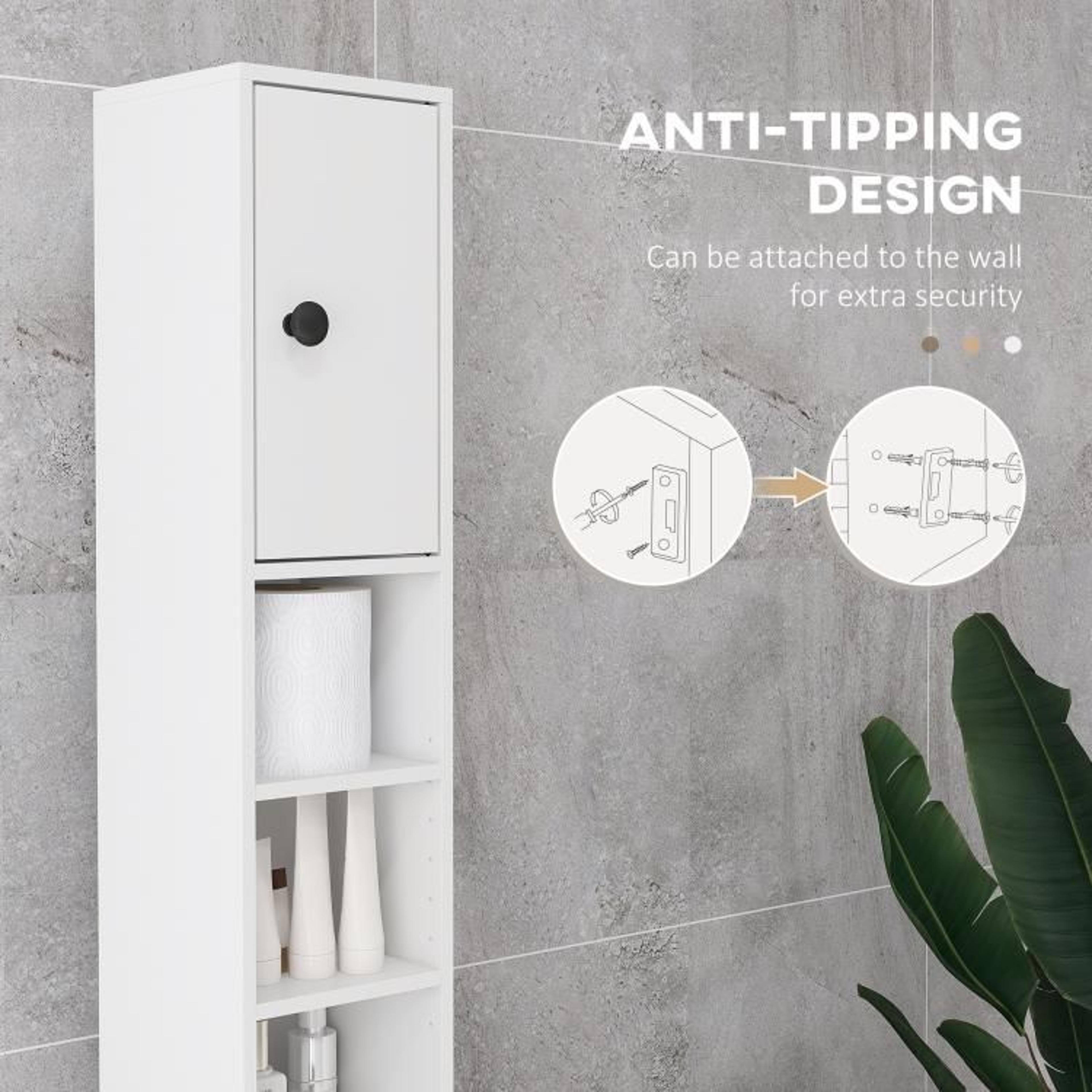 71Inch Narrow Bathroom Storage Cabinet With Adjustable Shelves In White 6