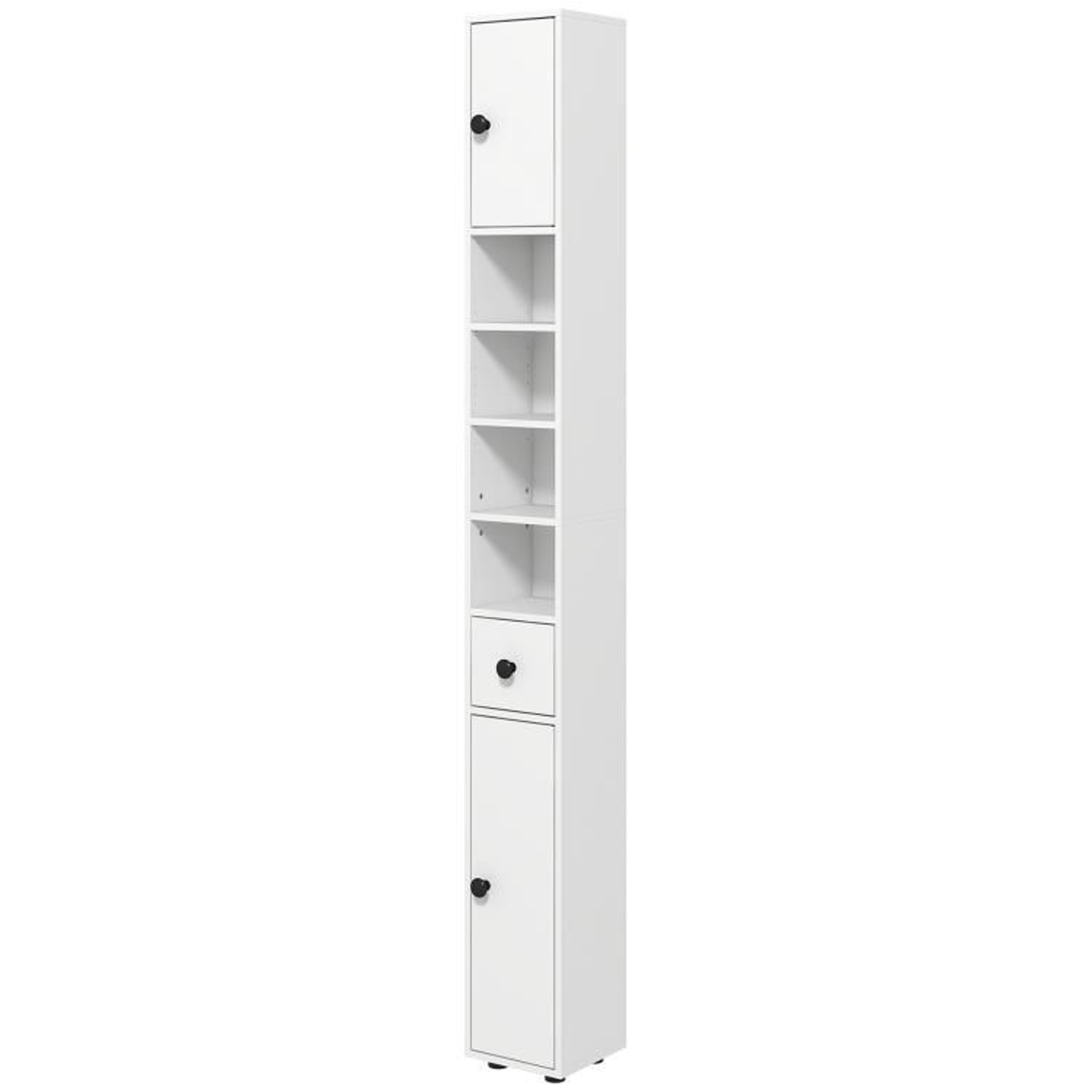 71Inch Narrow Bathroom Storage Cabinet With Adjustable Shelves In White 4
