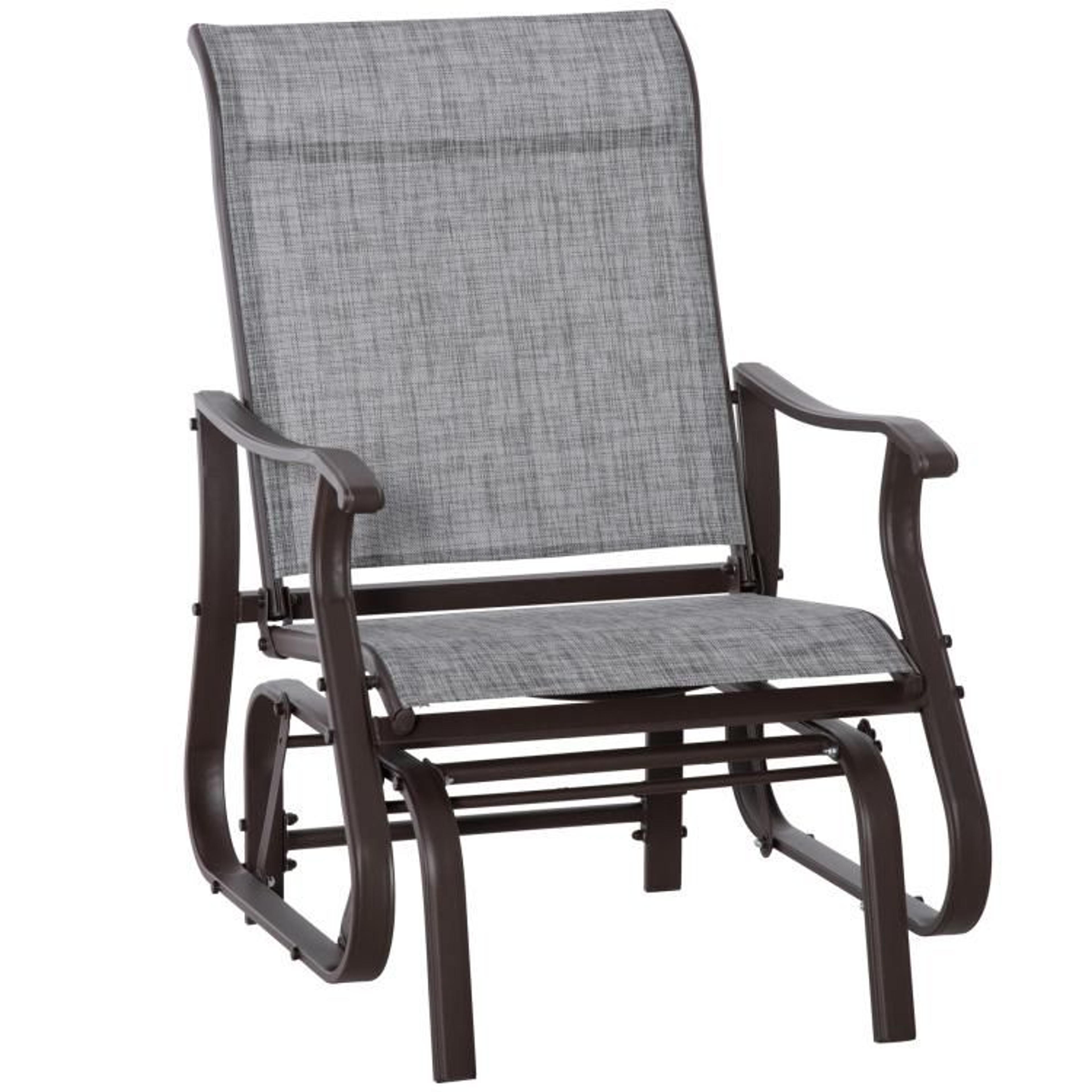 outdoor glider chair with steel frame and breathable mesh seat  gray
