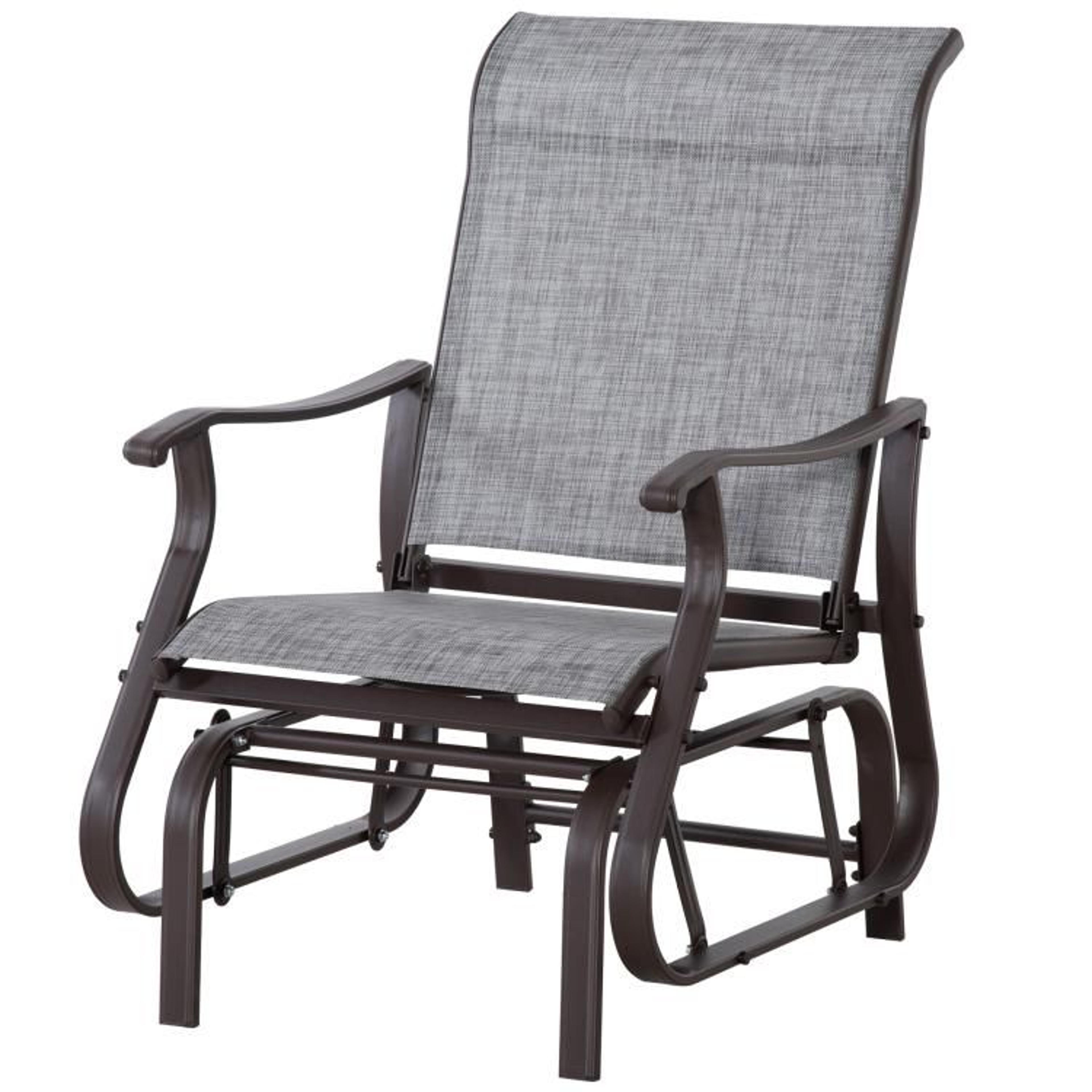 Outdoor Glider Chair With Steel Frame And Breathable Mesh Seat  Gray 1