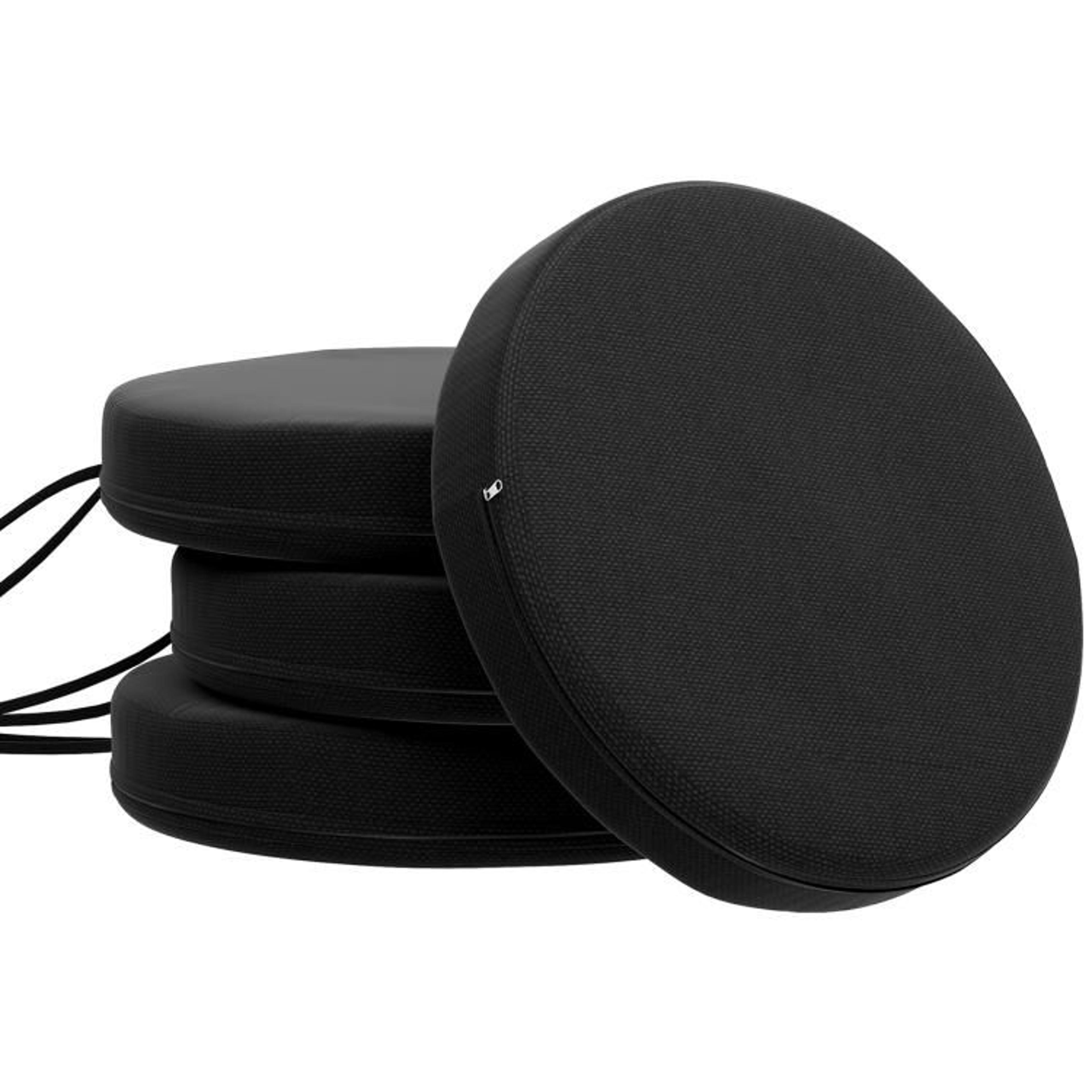 patio chair cushions set of 4 with washable covers and ties  15 inch round black