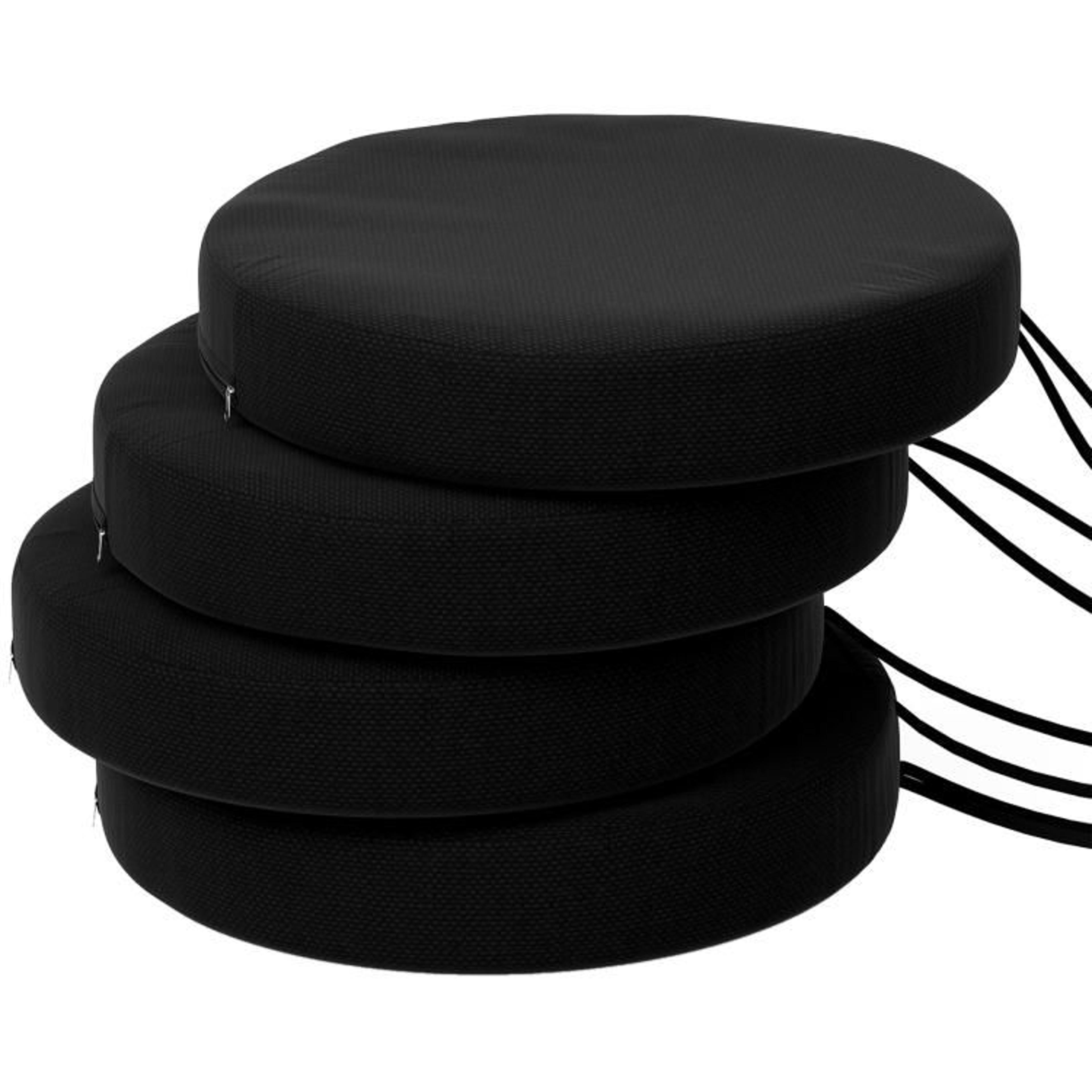 Patio Chair Cushions Set Of 4 With Washable Covers And Ties  15 Inch Round Black 1