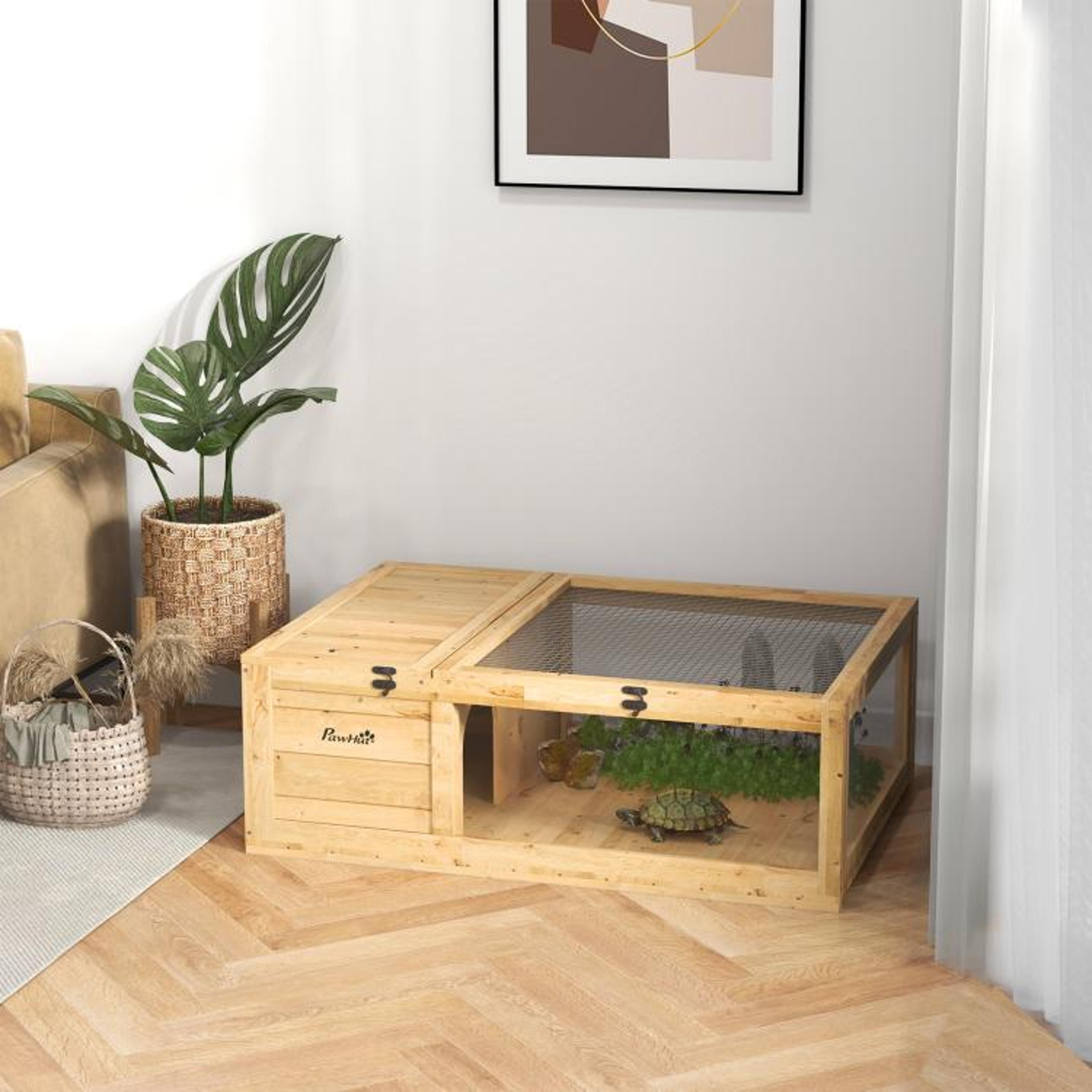 Wooden Turtle Habitat With Top Access And Expandable Side Panels 1