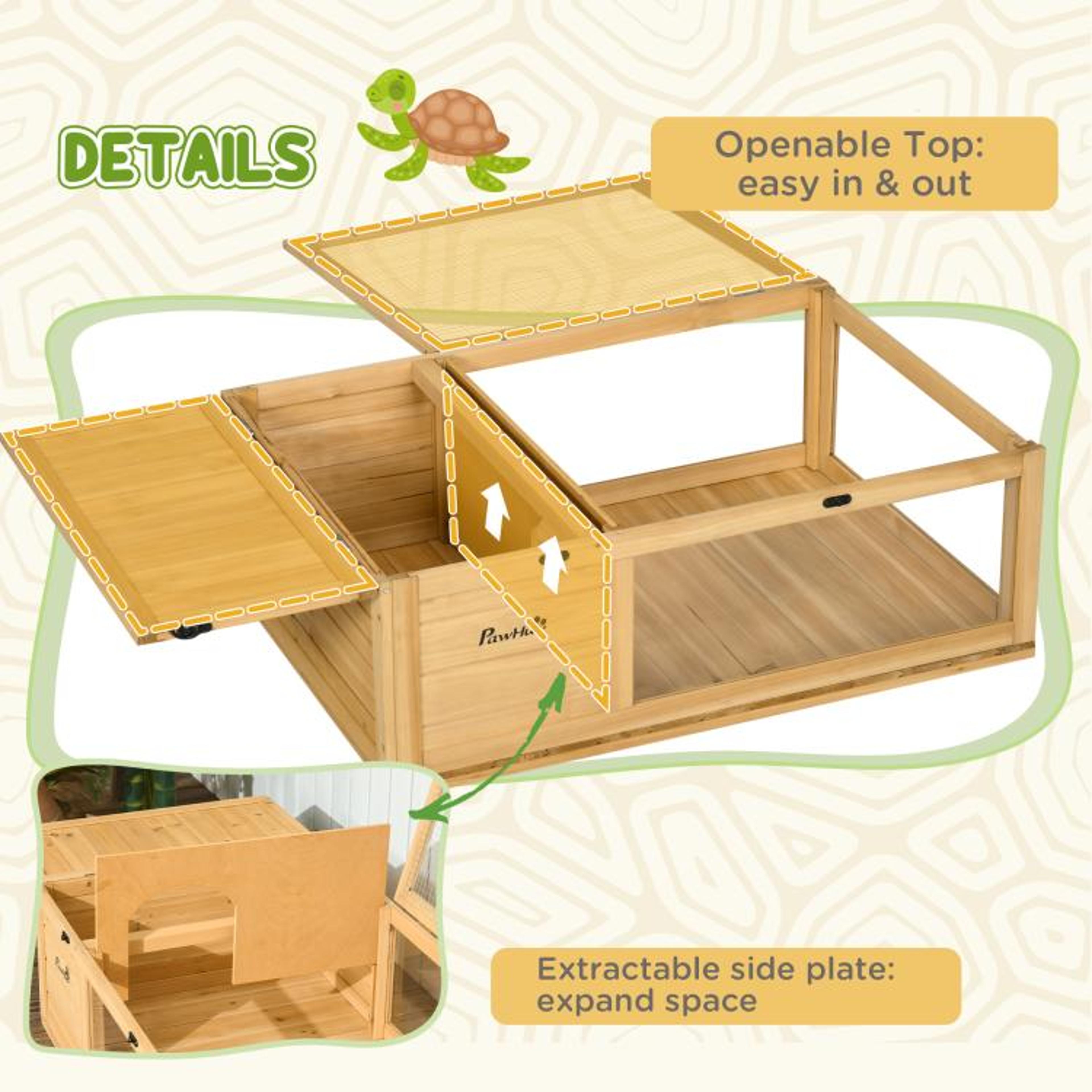 Wooden Turtle Habitat With Top Access And Expandable Side Panels 5