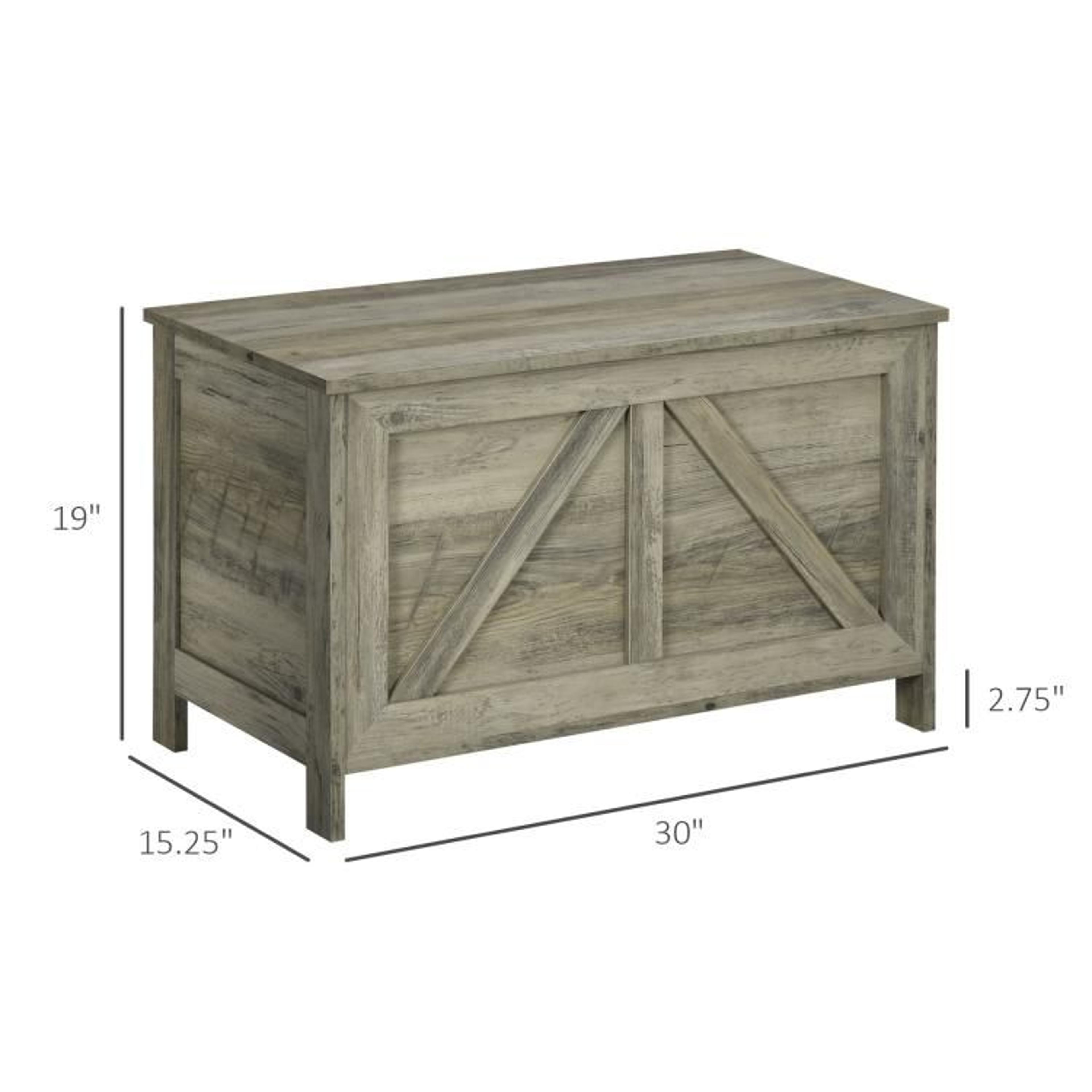 30 Inch Farmhouse Storage Bench With Lift Top And Safety Hinge  Gray 4