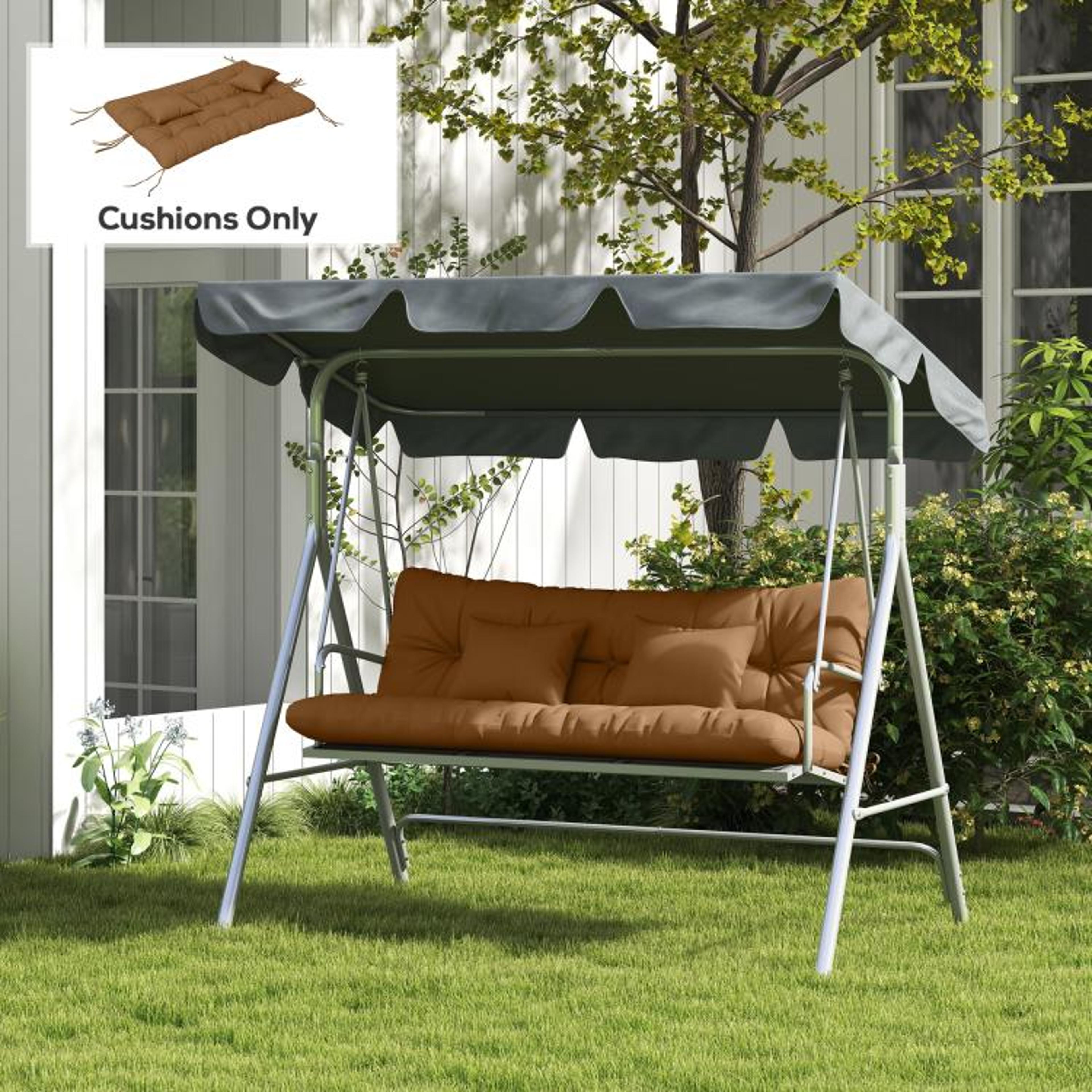 59Inch Outdoor Bench Cushion Set With Tufted Seat Back Cushion And 2 Pillows  Tan 3