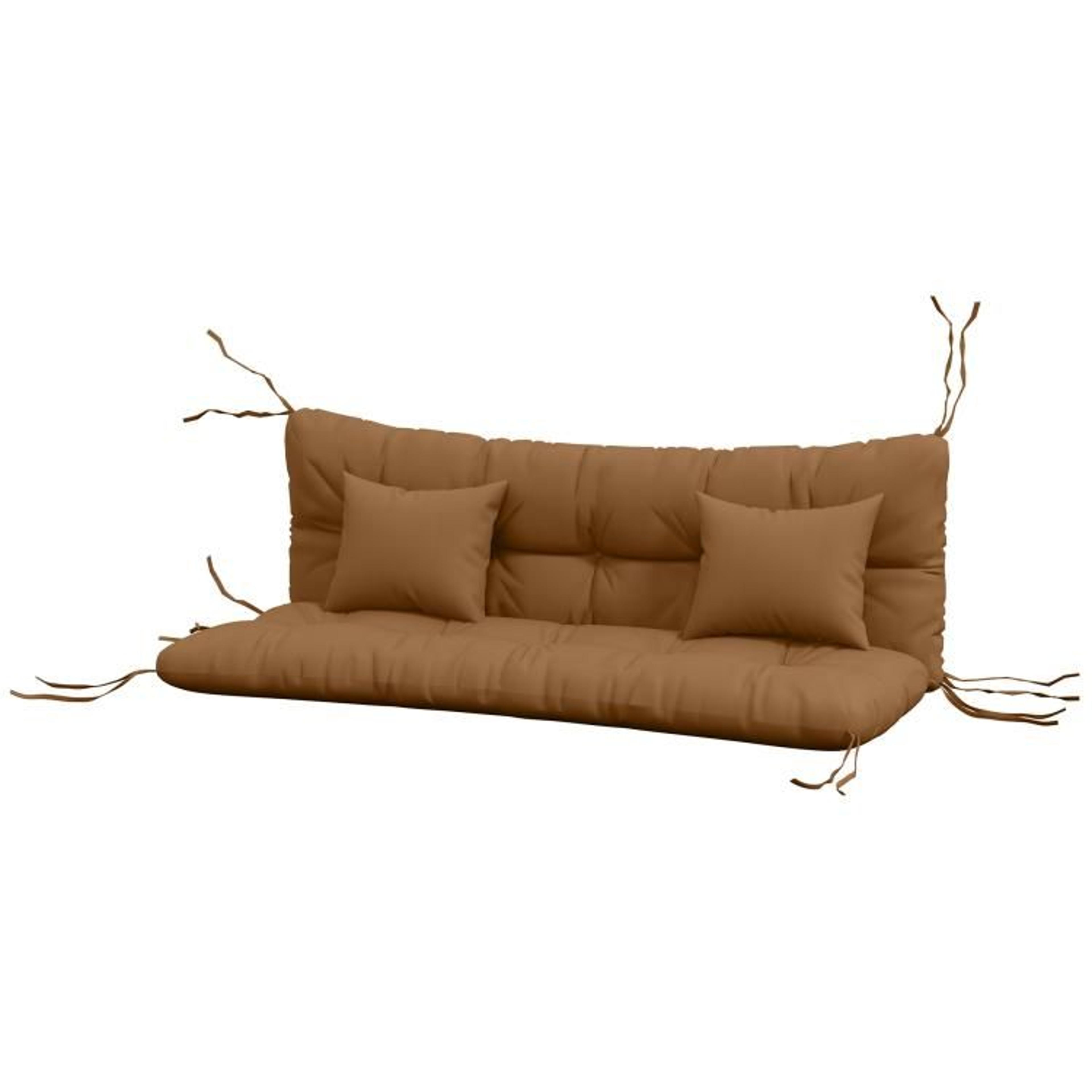 59Inch Outdoor Bench Cushion Set With Tufted Seat Back Cushion And 2 Pillows  Tan 1