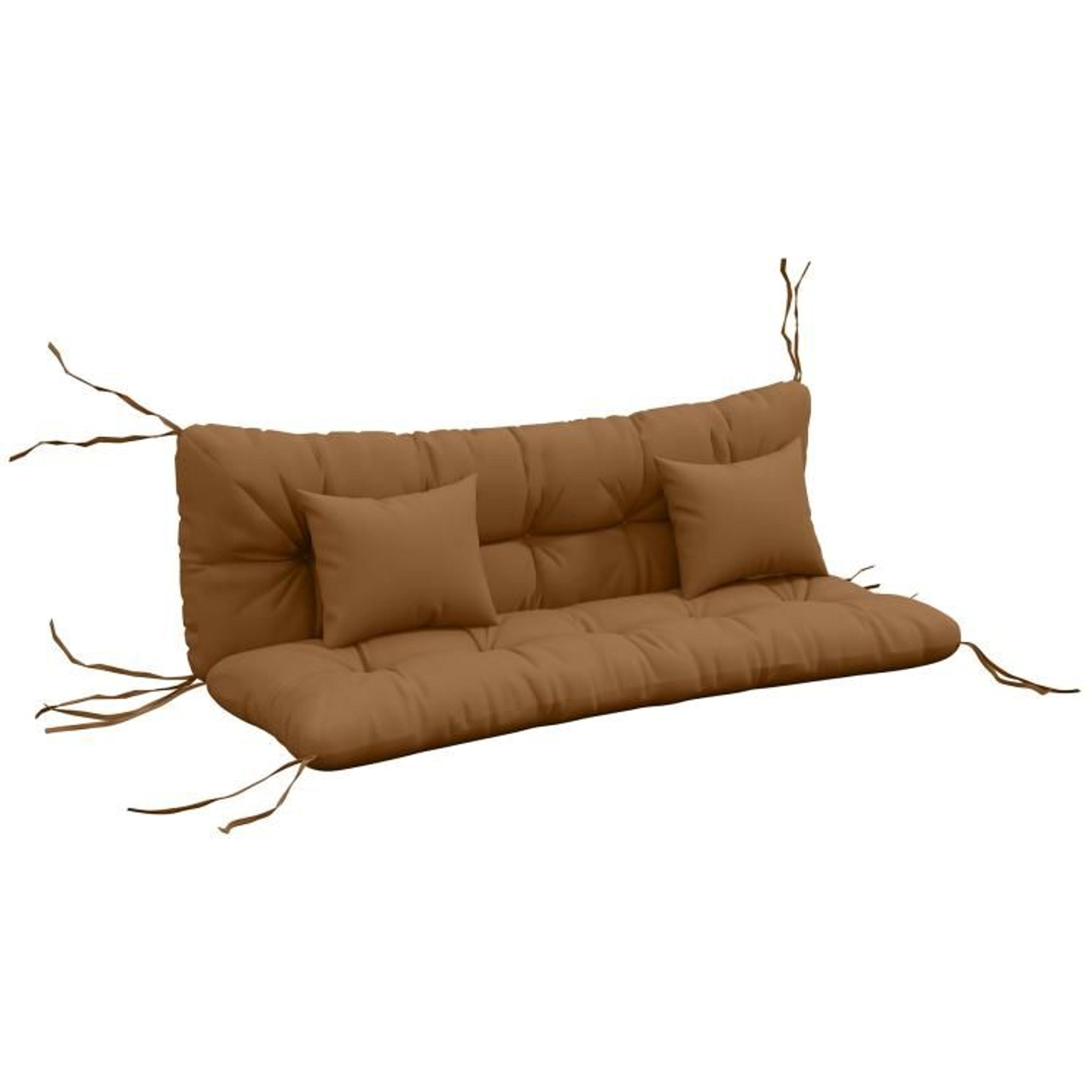 59-inch outdoor bench cushion set with tufted seat back cushion and 2 pillows  tan