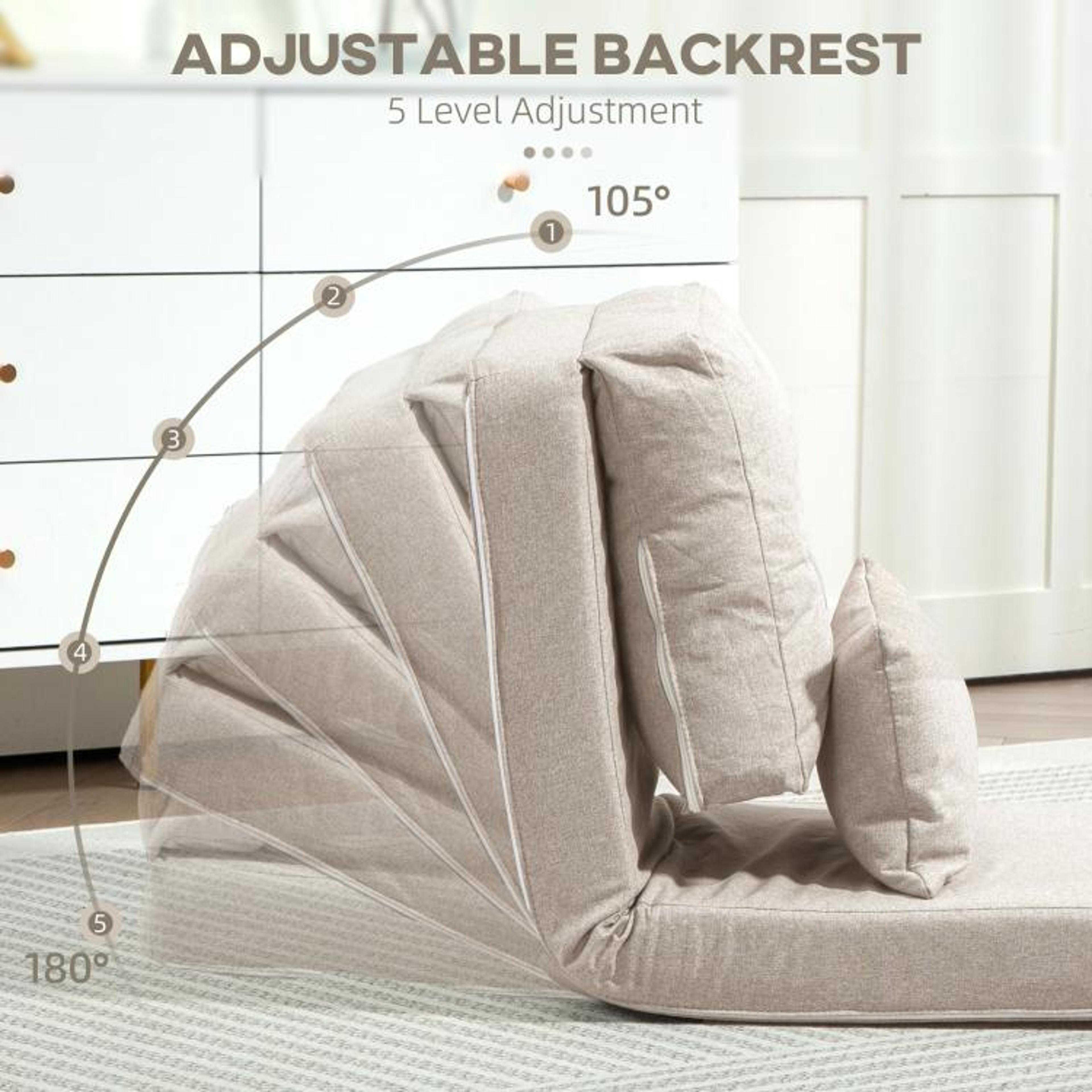 Convertible Floor Chair Sofa Bed With 5Position Adjustable Backrest  Beige 6
