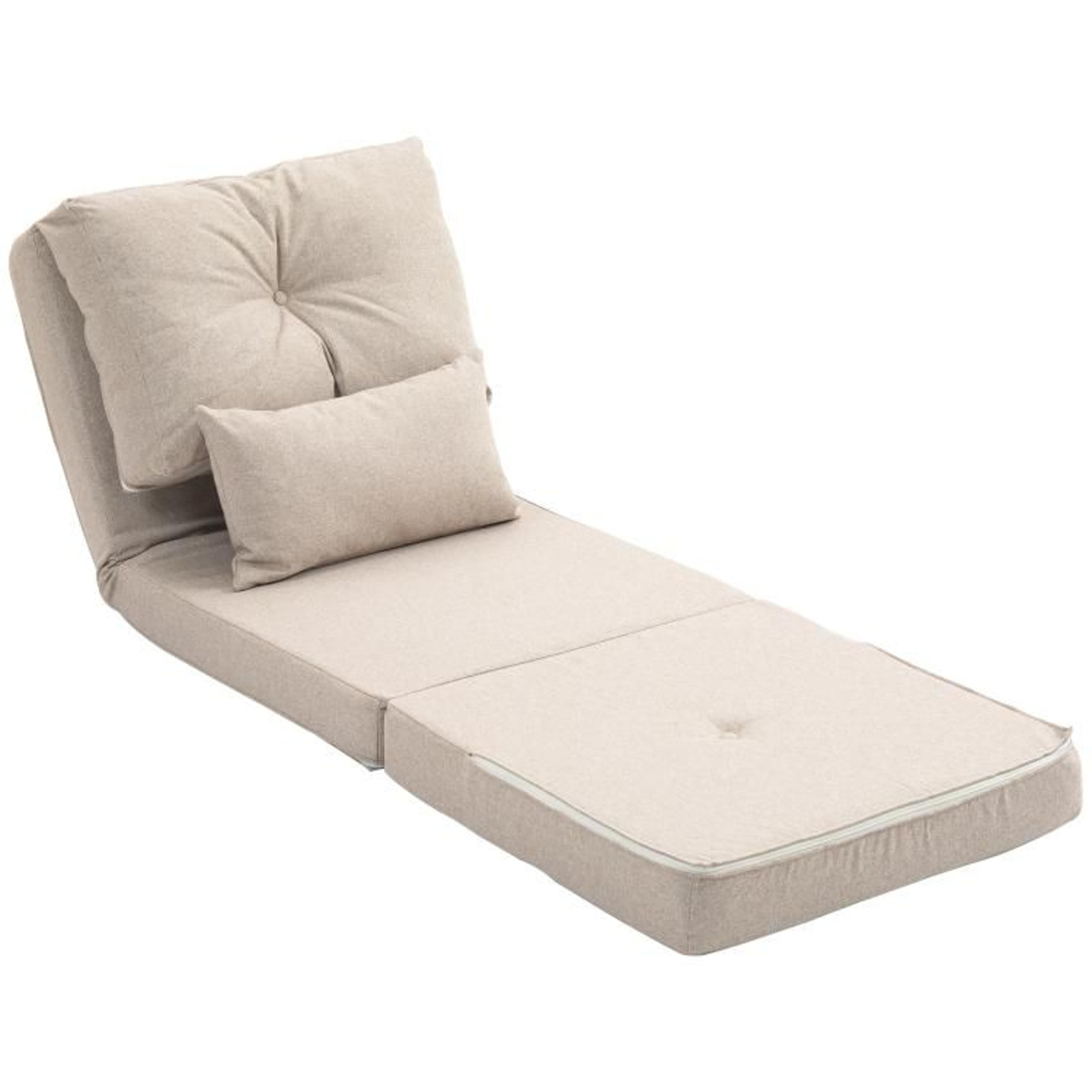 convertible floor chair sofa bed with 5-position adjustable backrest beige