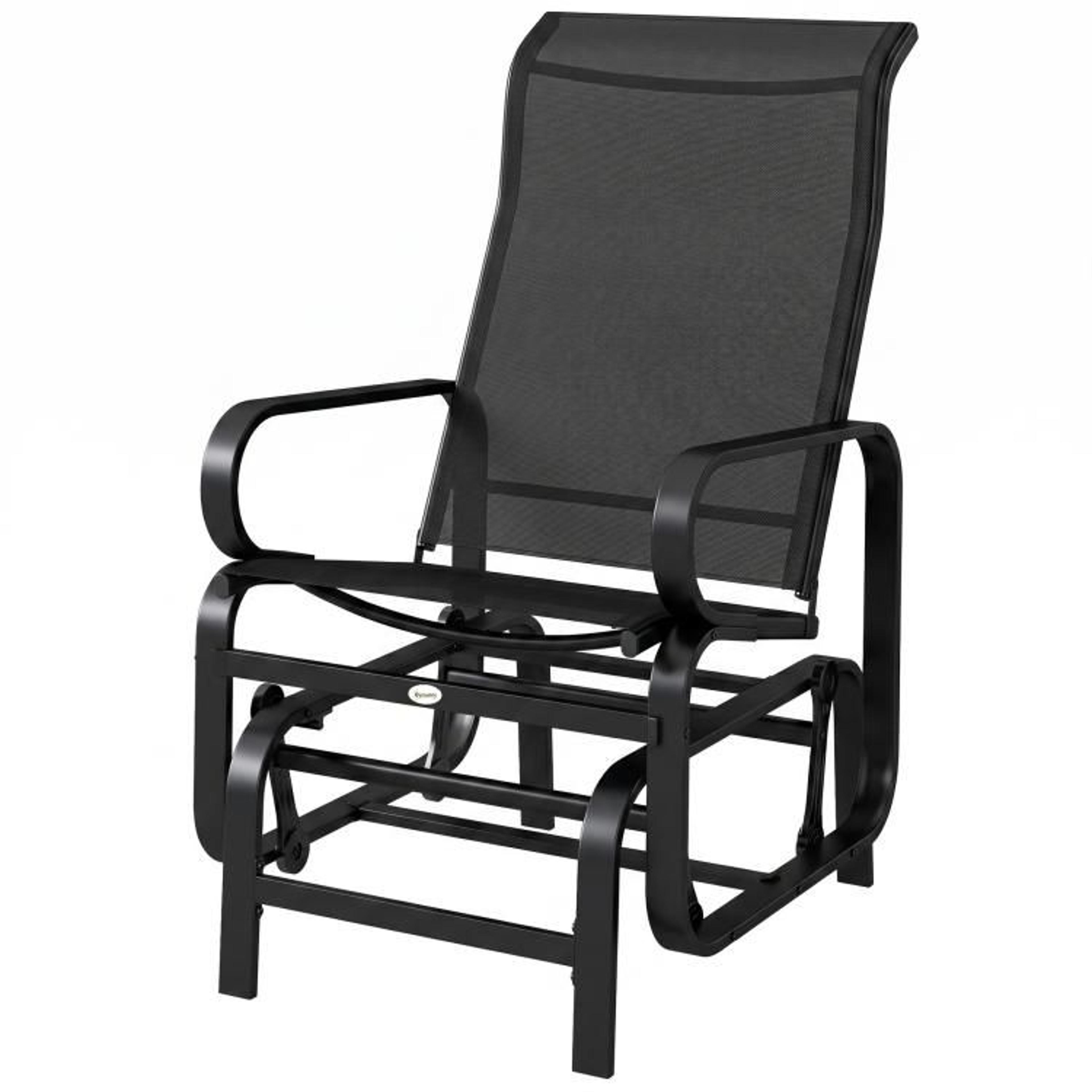Outdoor Glider Chair With Breathable Mesh Seat And Steel Frame Black 1