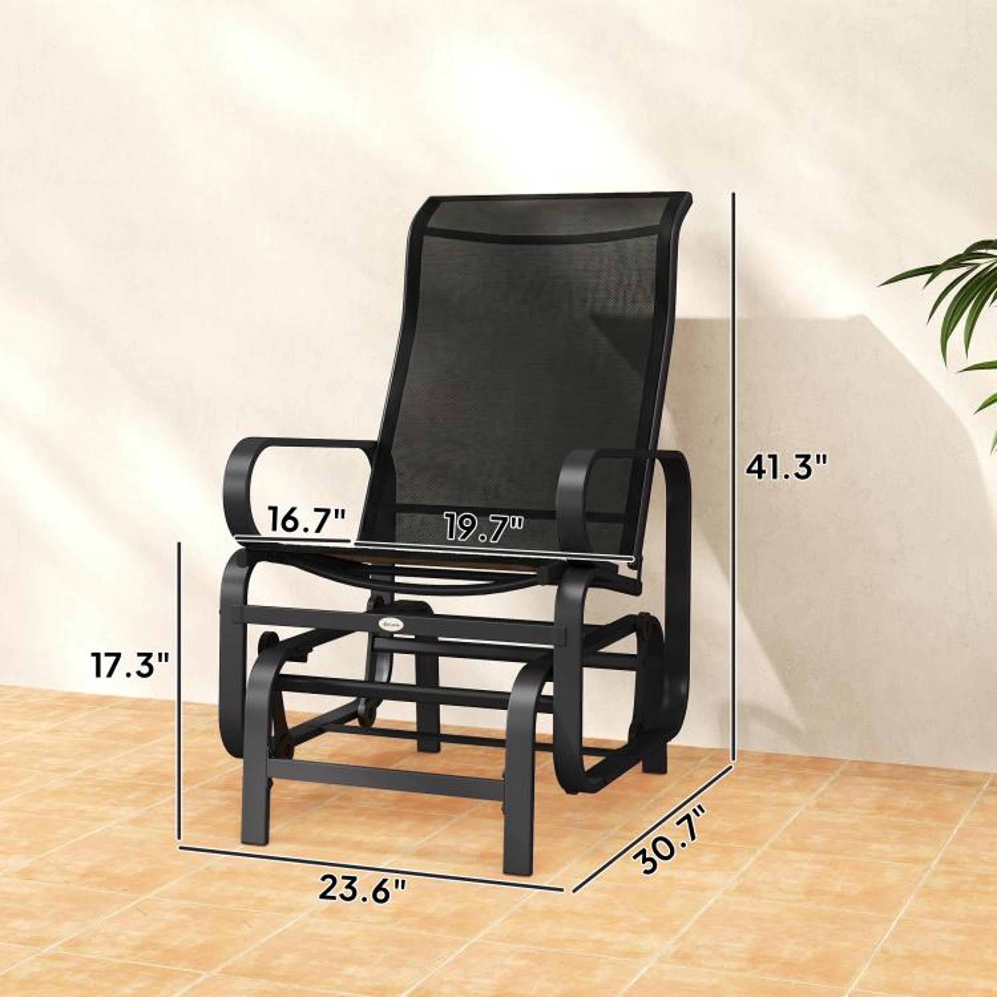 Outdoor Glider Chair With Breathable Mesh Seat And Steel Frame Black 4