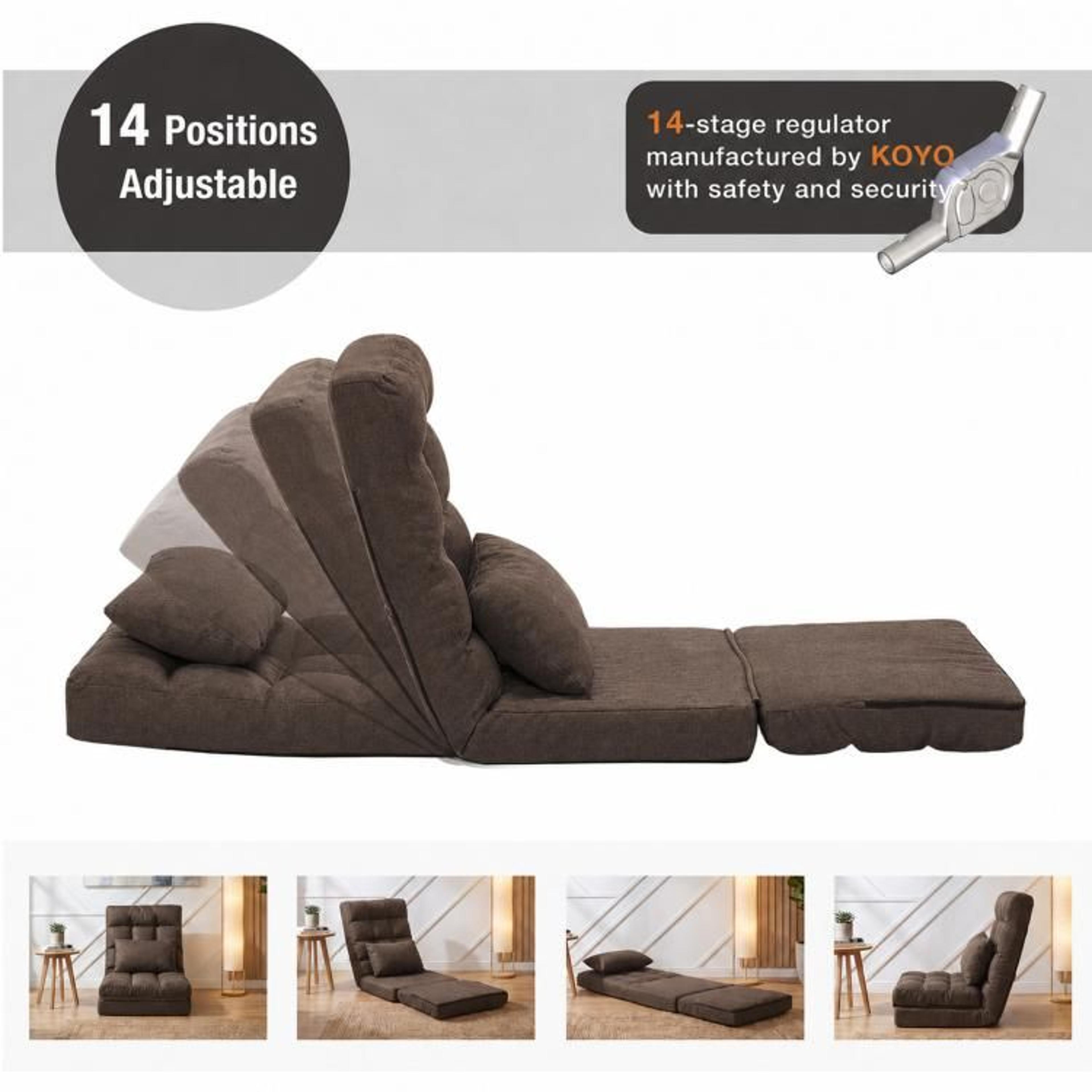 14Position Adjustable Floor Chair With Pillow  Folding Gaming And Reading Lounger 2