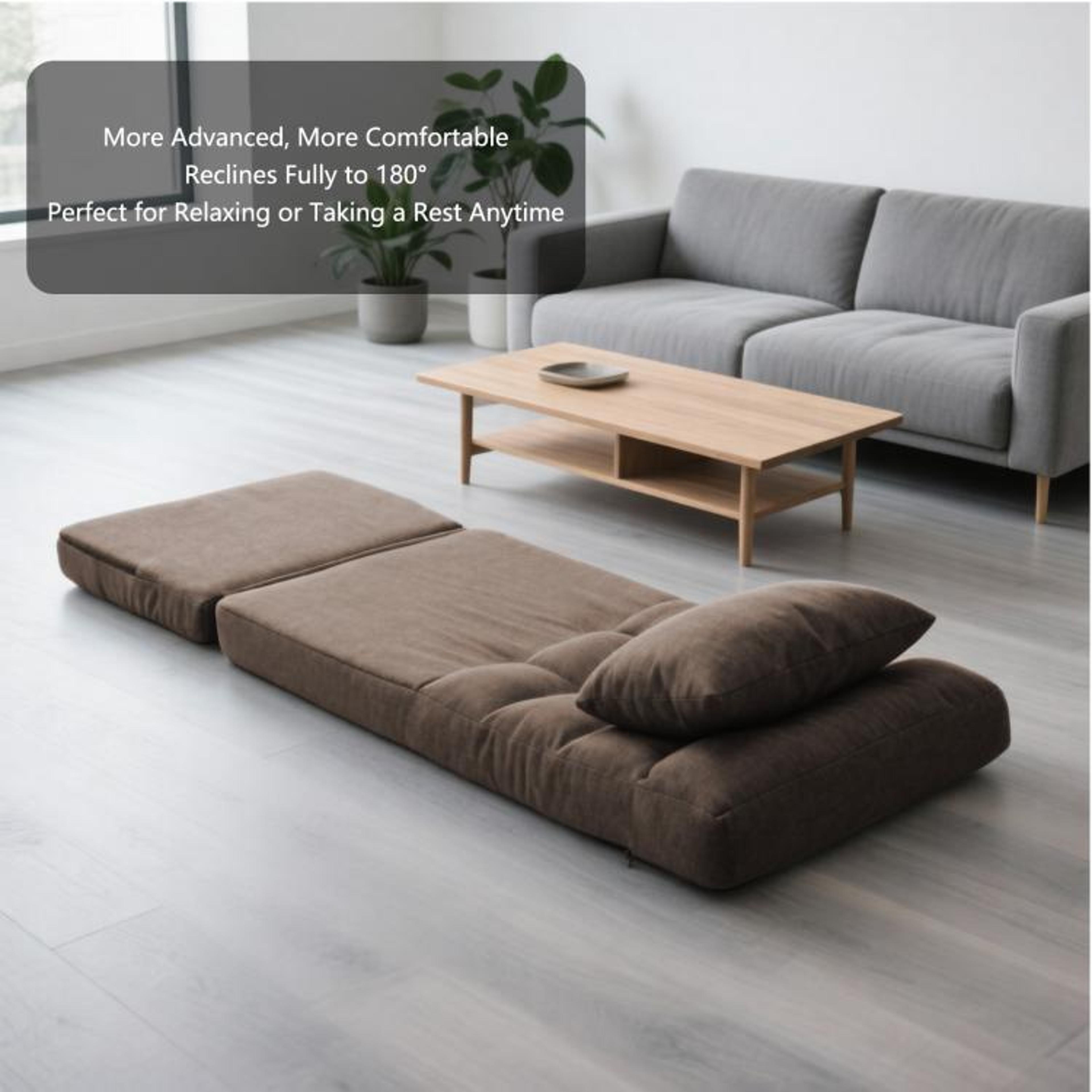 14Position Adjustable Floor Chair With Pillow  Folding Gaming And Reading Lounger 4
