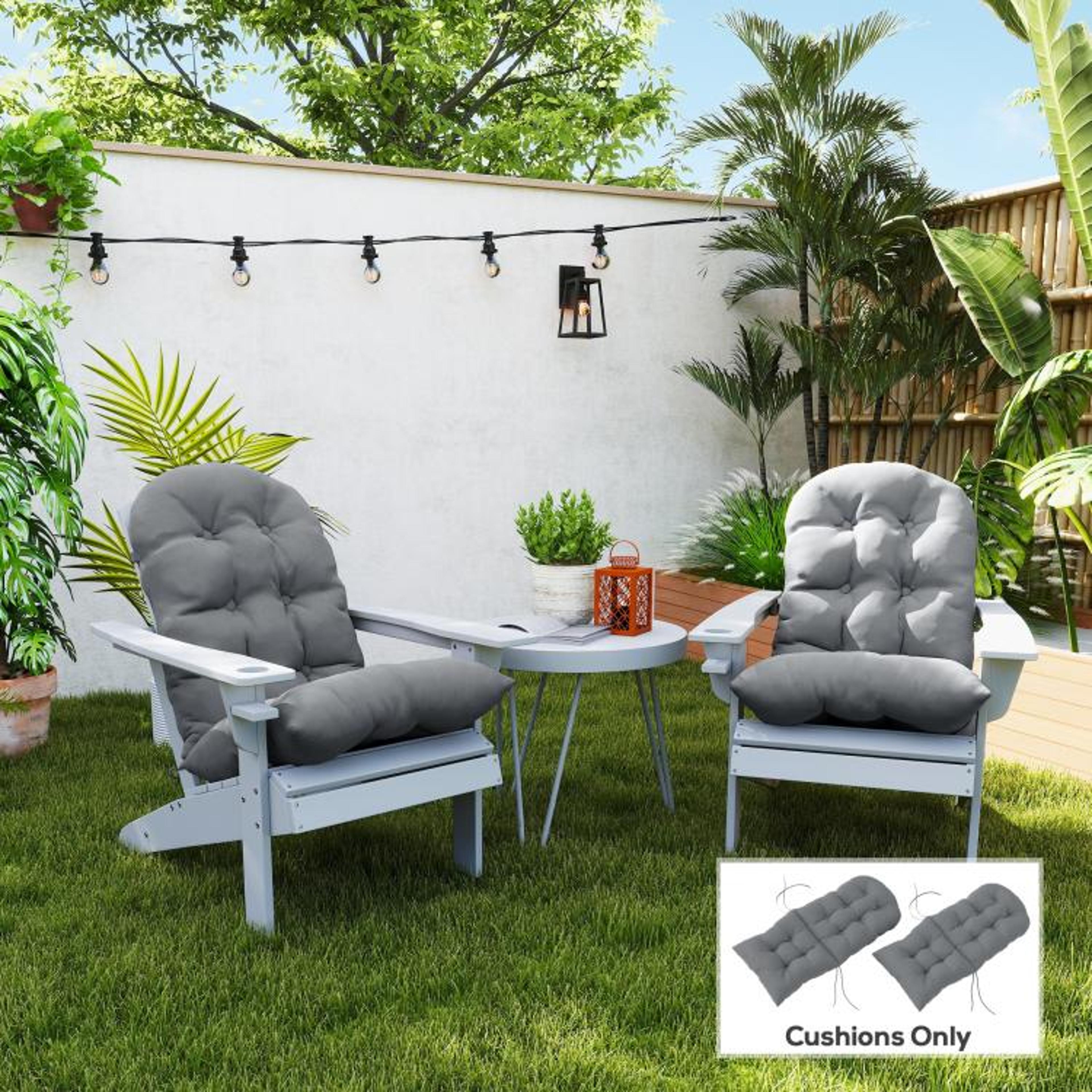 Adirondack Chair Cushions Set Of 2  Tufted High Back NonSlip Patio Cushions In Gray 3