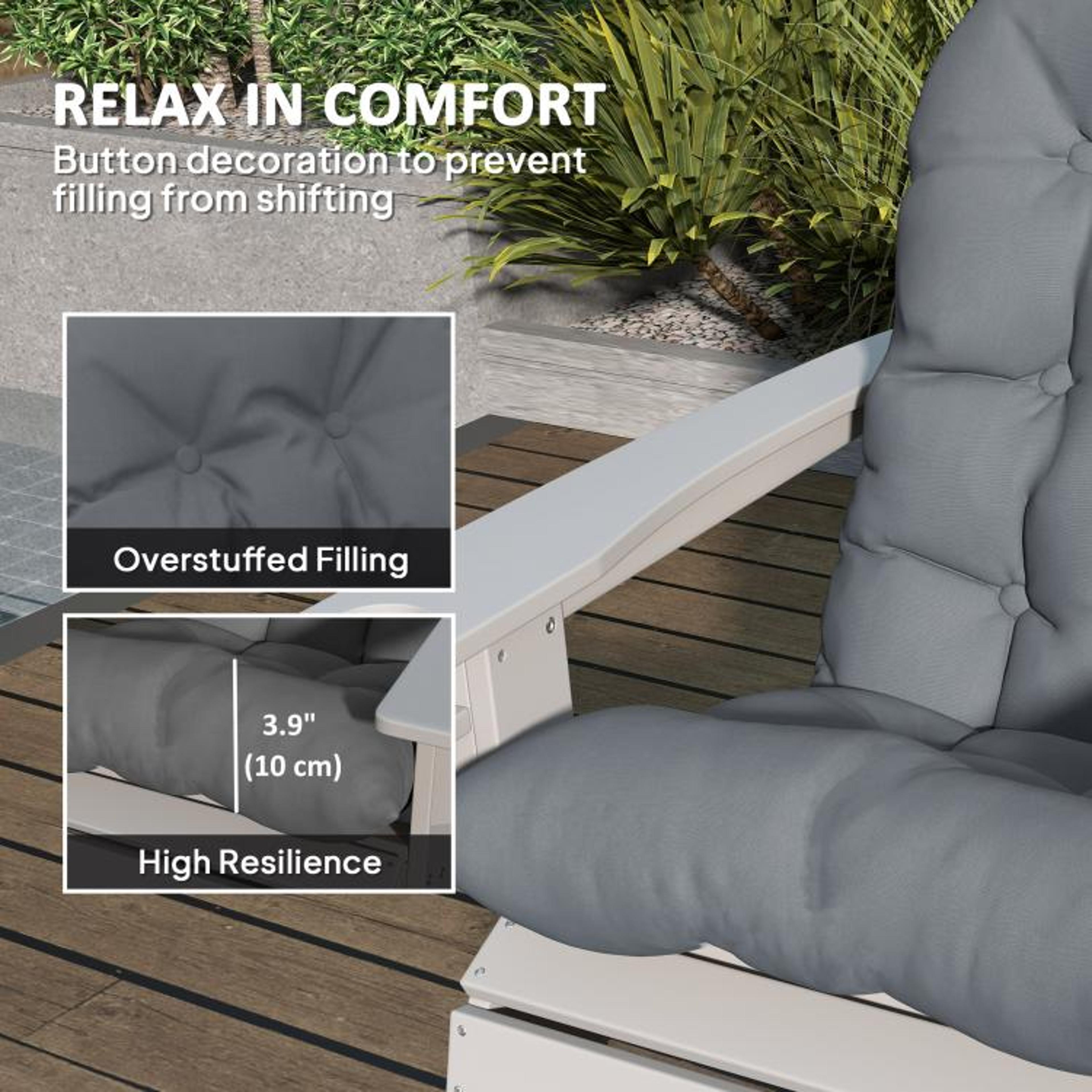 Adirondack Chair Cushions Set Of 2  Tufted High Back NonSlip Patio Cushions In Gray 6
