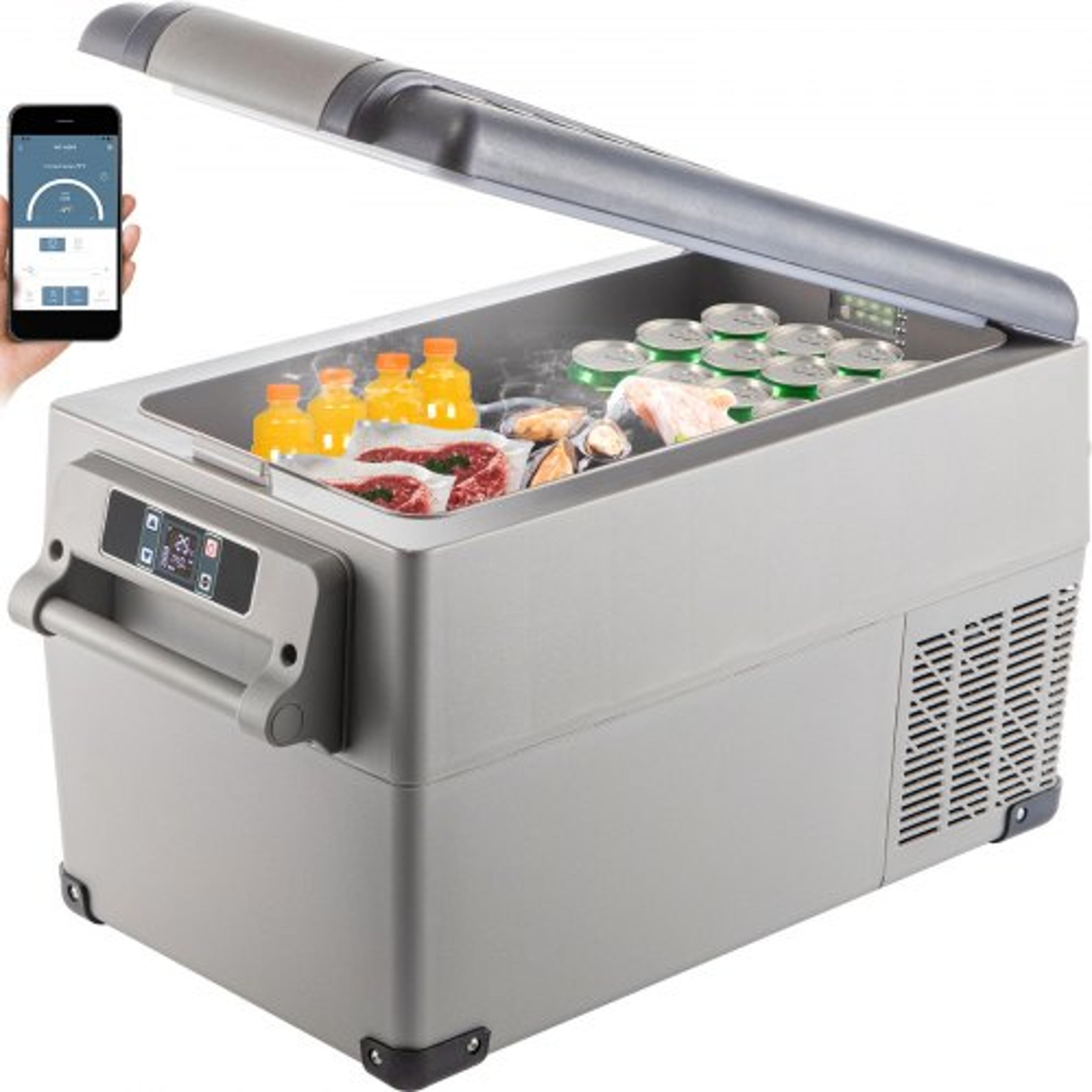 portable refrigerator dual zone car fridge freezer with app control, dc/ac powered for camping, travel, fishing & home
