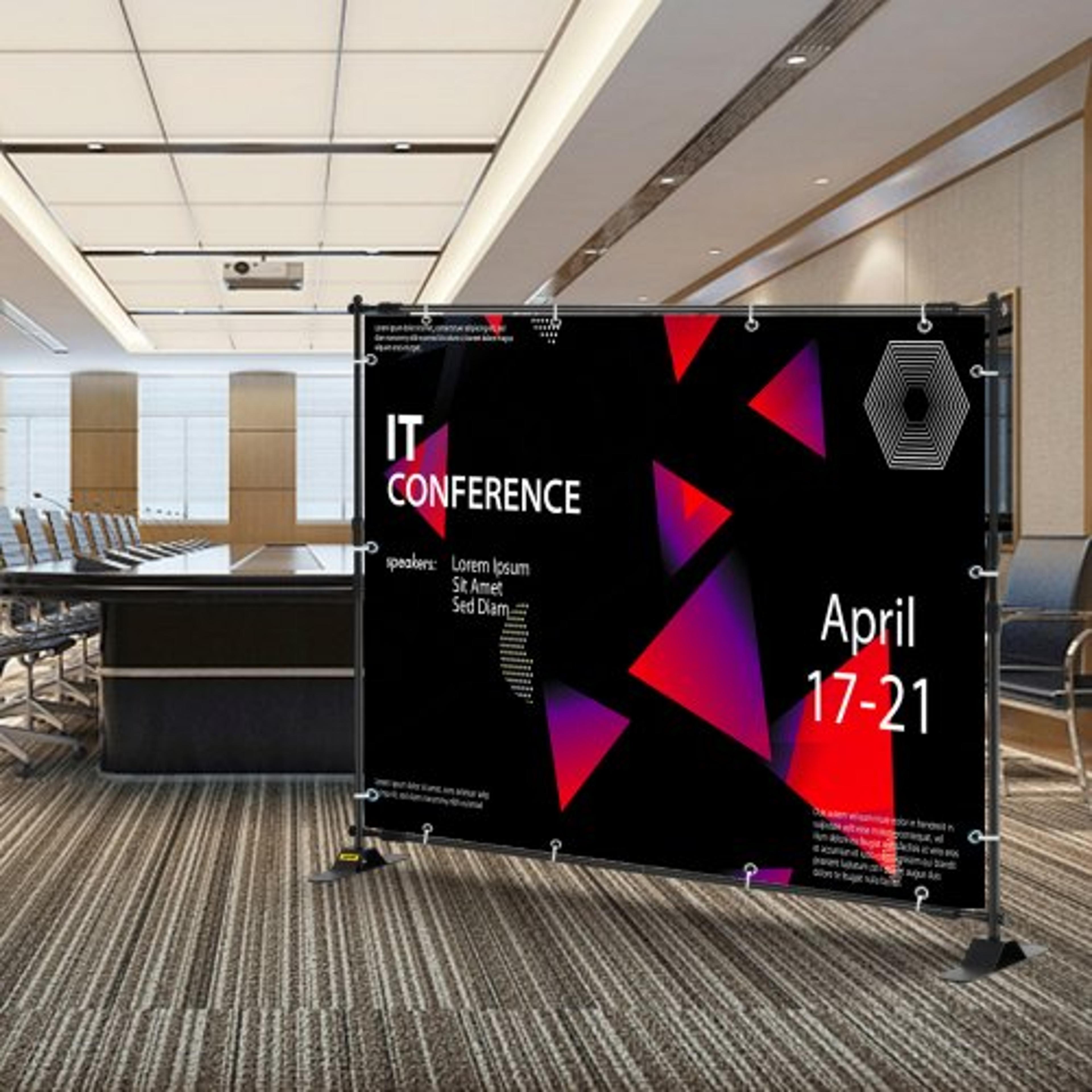 8ft adjustable step and repeat backdrop banner stand, retractable display with carrying bag for events & trade shows