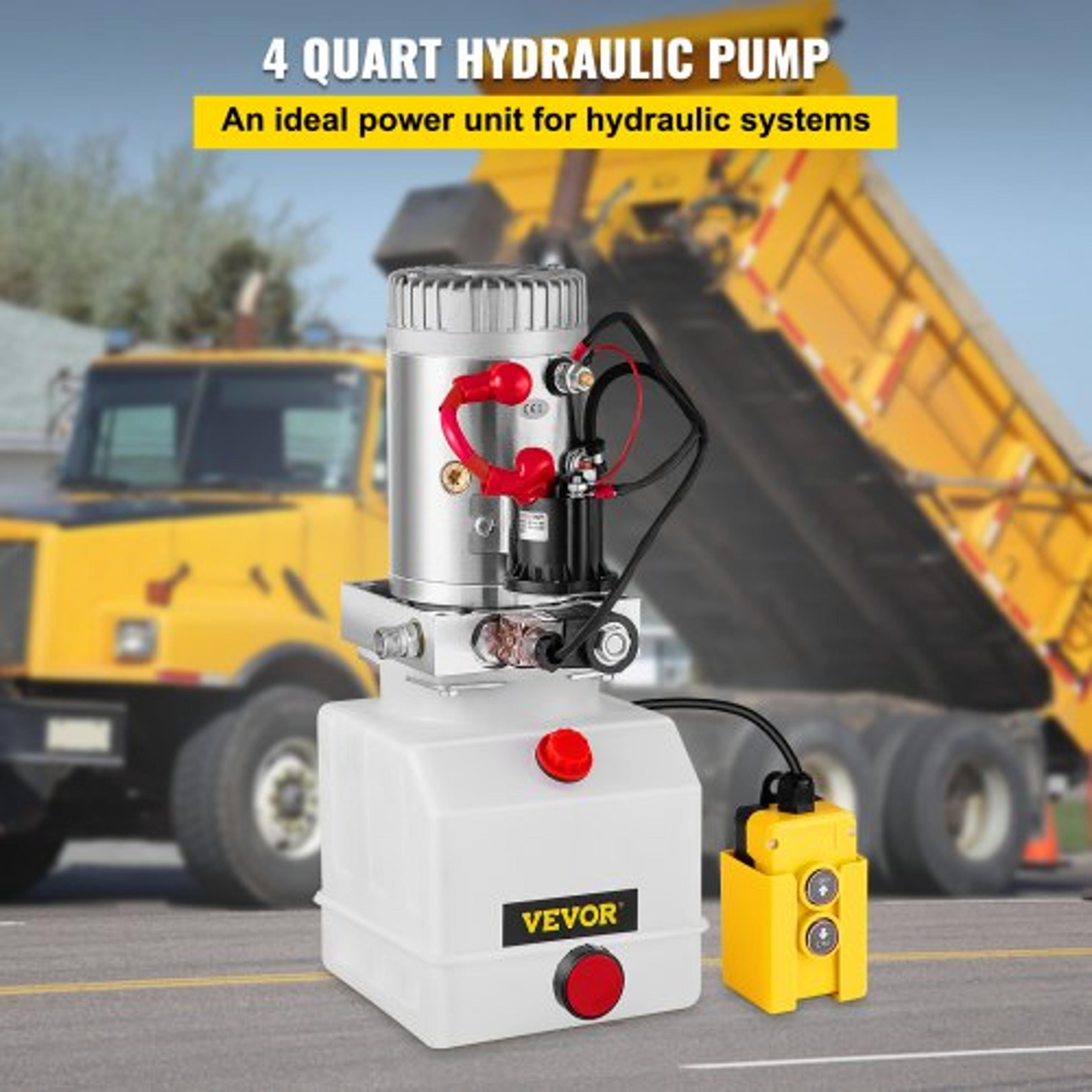 Quart Single Acting Hydraulic Pump For Dump Trailer DC Power Unit With Plastic Reservoir  Remote Un 2