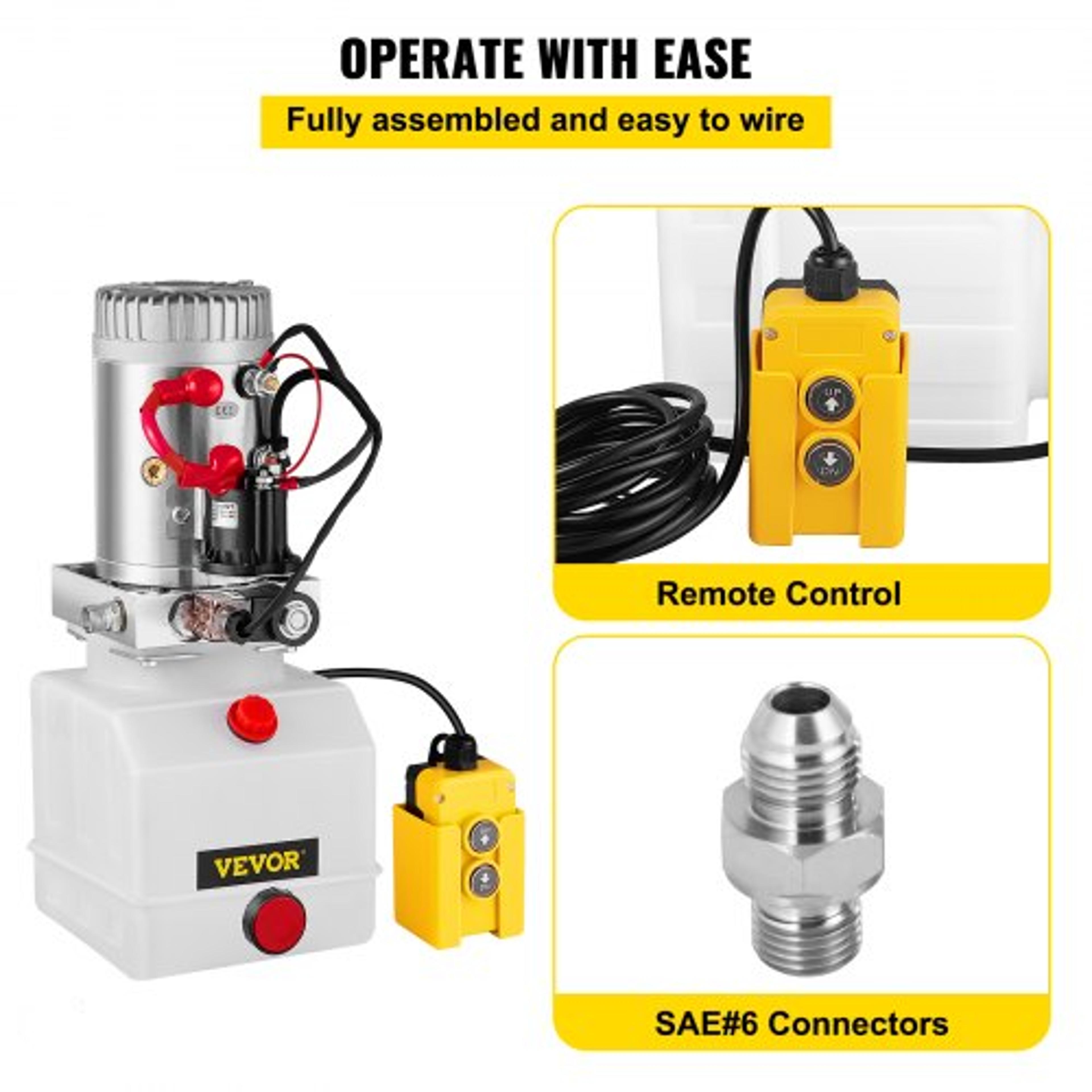Quart Single Acting Hydraulic Pump For Dump Trailer DC Power Unit With Plastic Reservoir  Remote Un 4