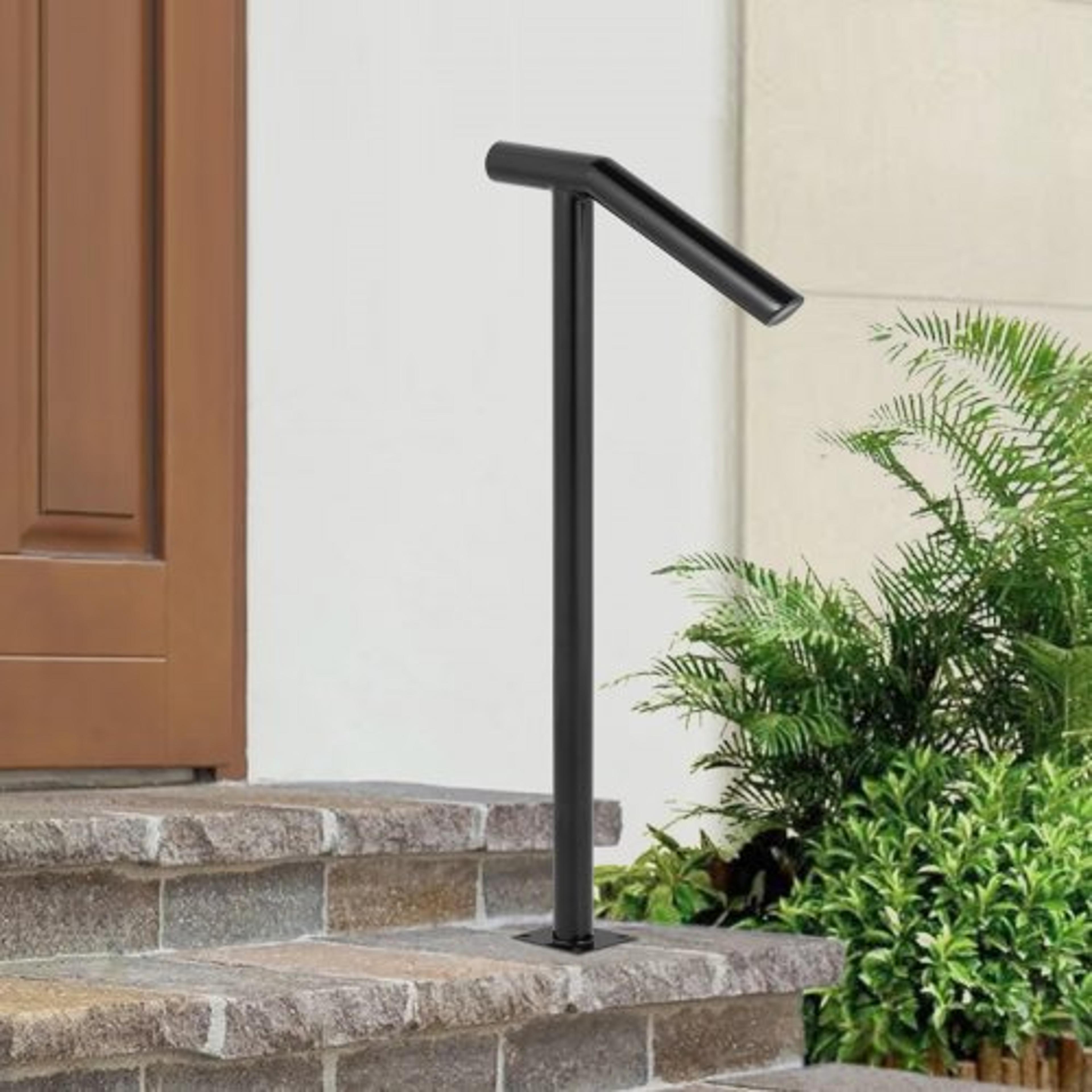 iron stairs handrail, stylish handrails for outdoor steps with expansion bolts & drill bit (1-2 step design)