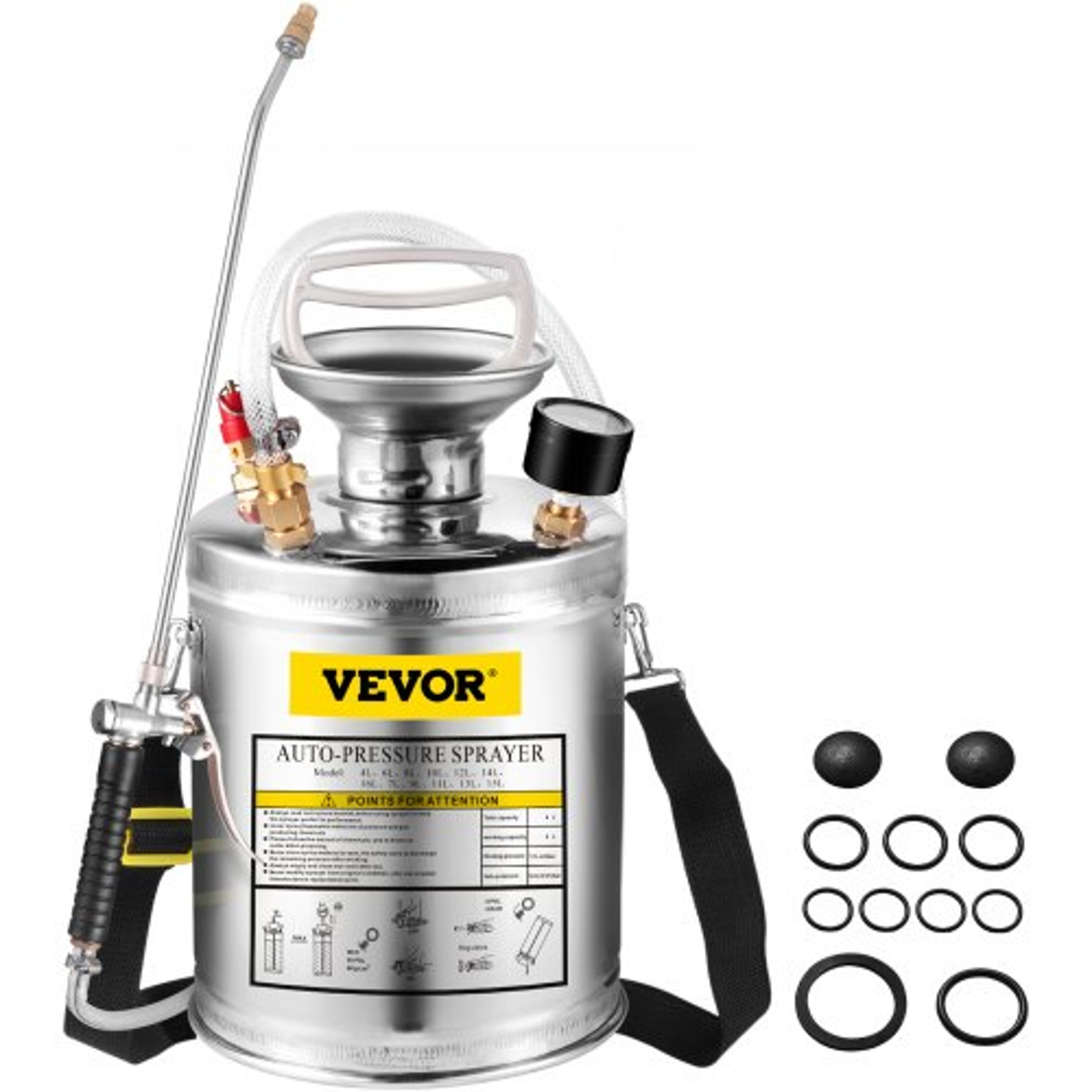 stainless steel sprayer with adjustable nozzle, suitable for gardening, sanitizing