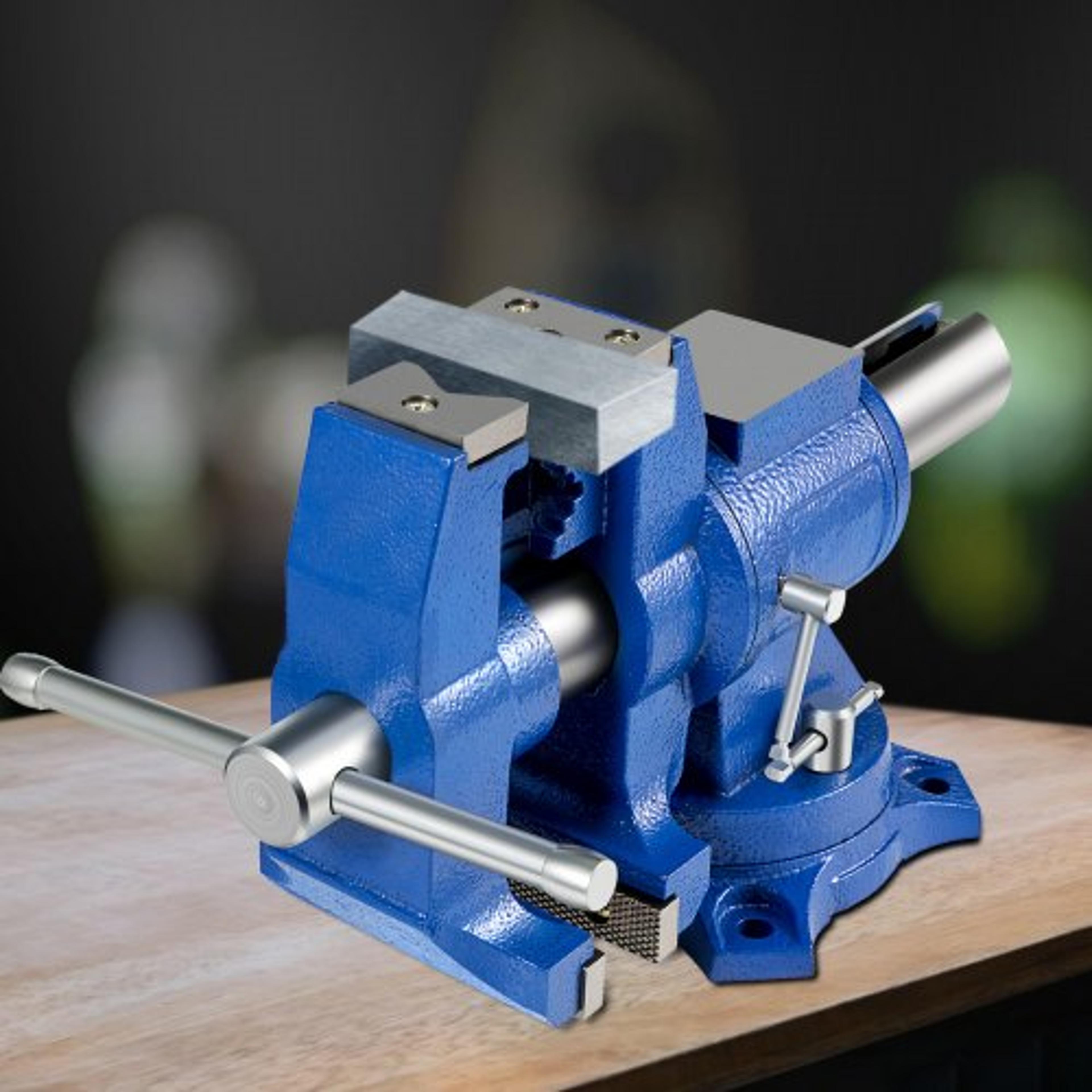 heavy duty 6" bench vise with 360° swivel base & head, 30kn pipe vise, high-precision clamping for metalworking & diy