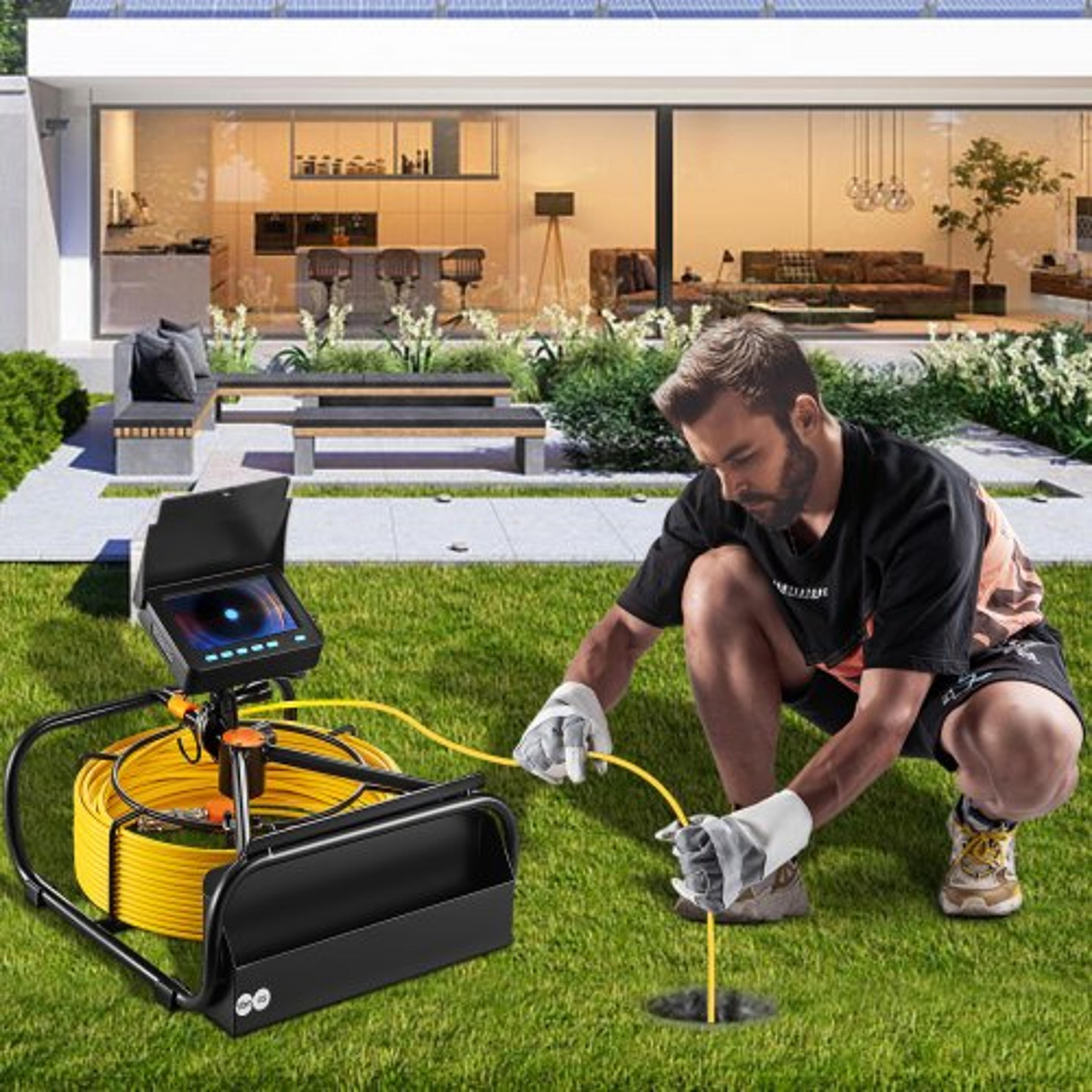 sewer camera with lcd screen, waterproof ip68 pipeline inspection camera with dvr, snake cable & led lights