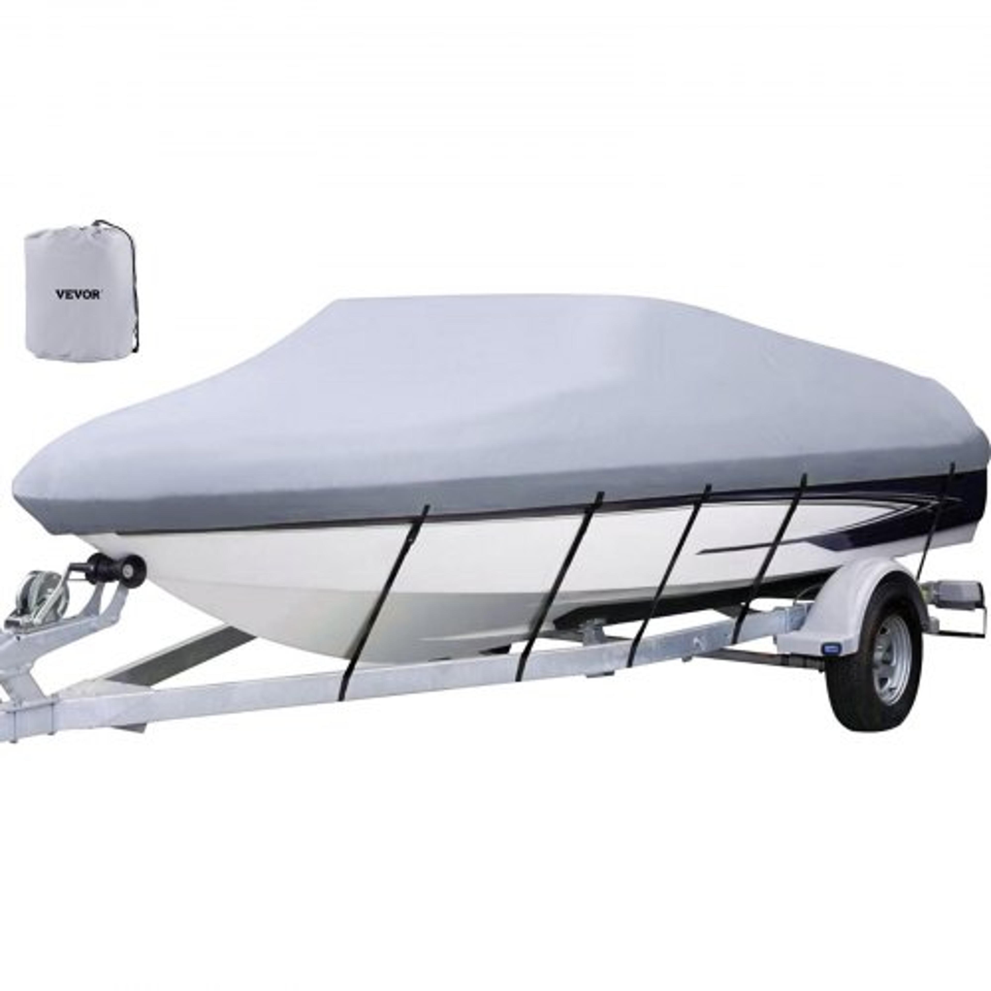 heavy duty 210d marine grade v hull cover, waterproof boat mooring cover with 5 tightening straps fits beam width up