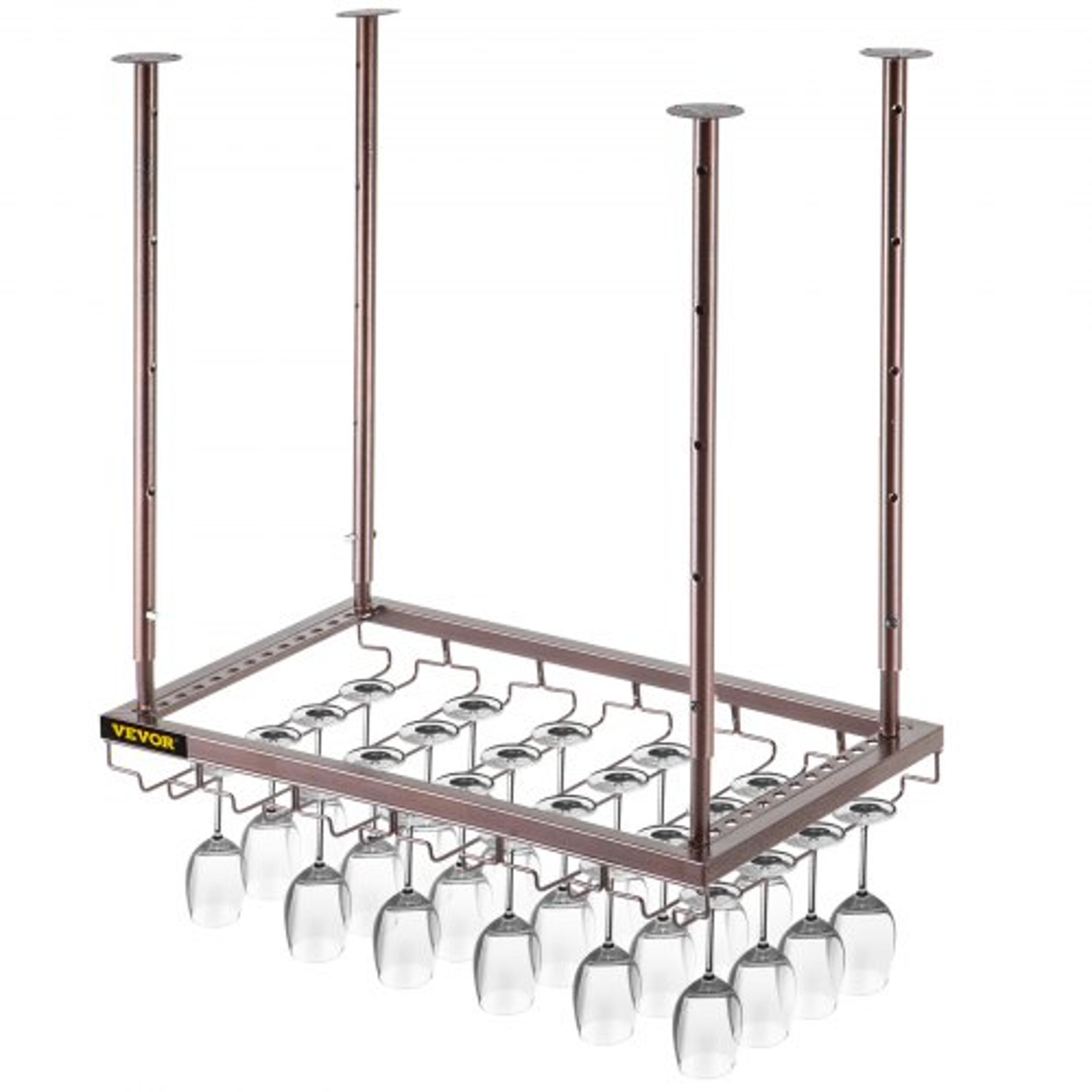 ceiling-mounted wine glass rack, adjustable hanging rack for bar, kitchen, cafe, coppery wall wine glass