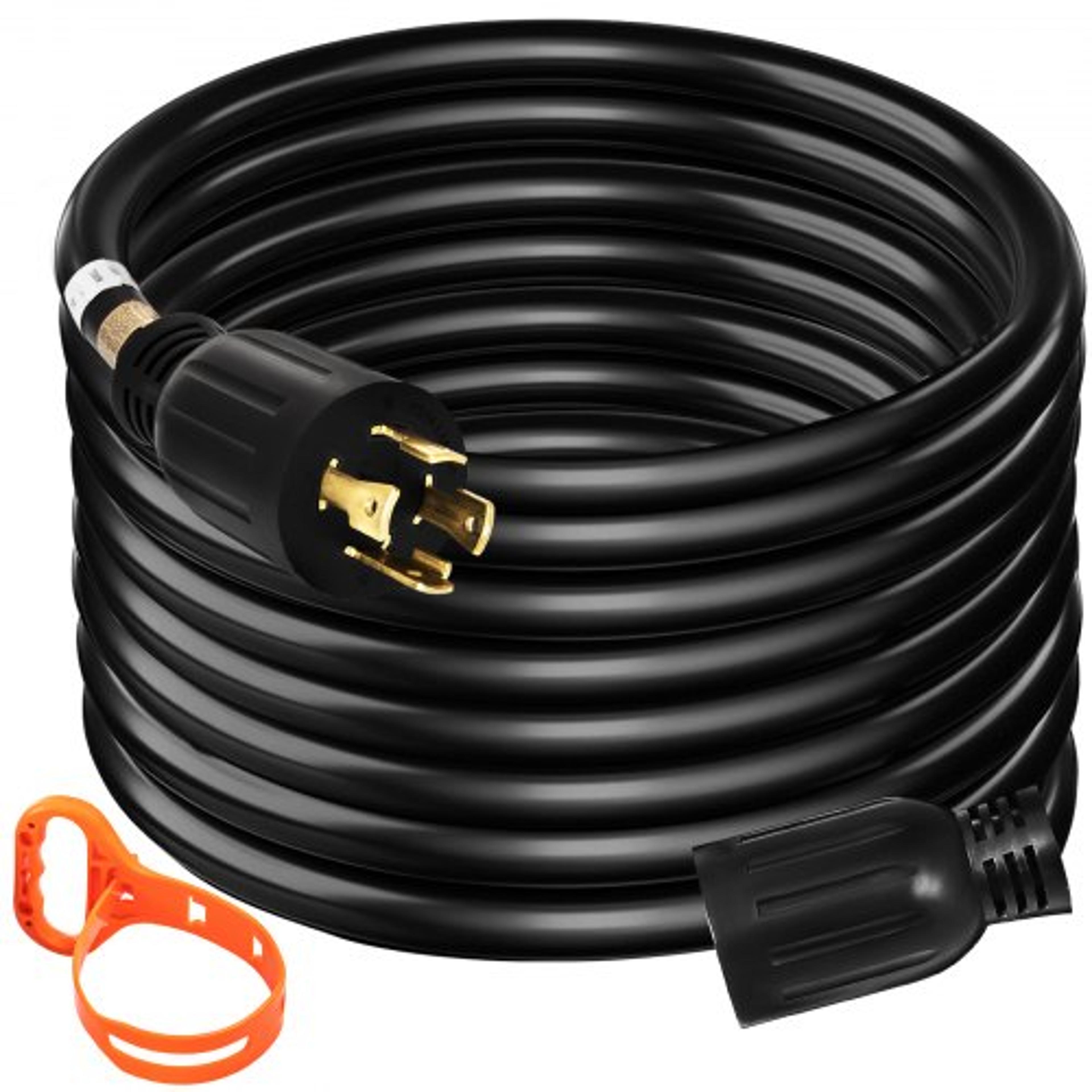 heavy duty amp generator cord, gauge wire power cable for generators with twist lock plug, outdoor & emergency use