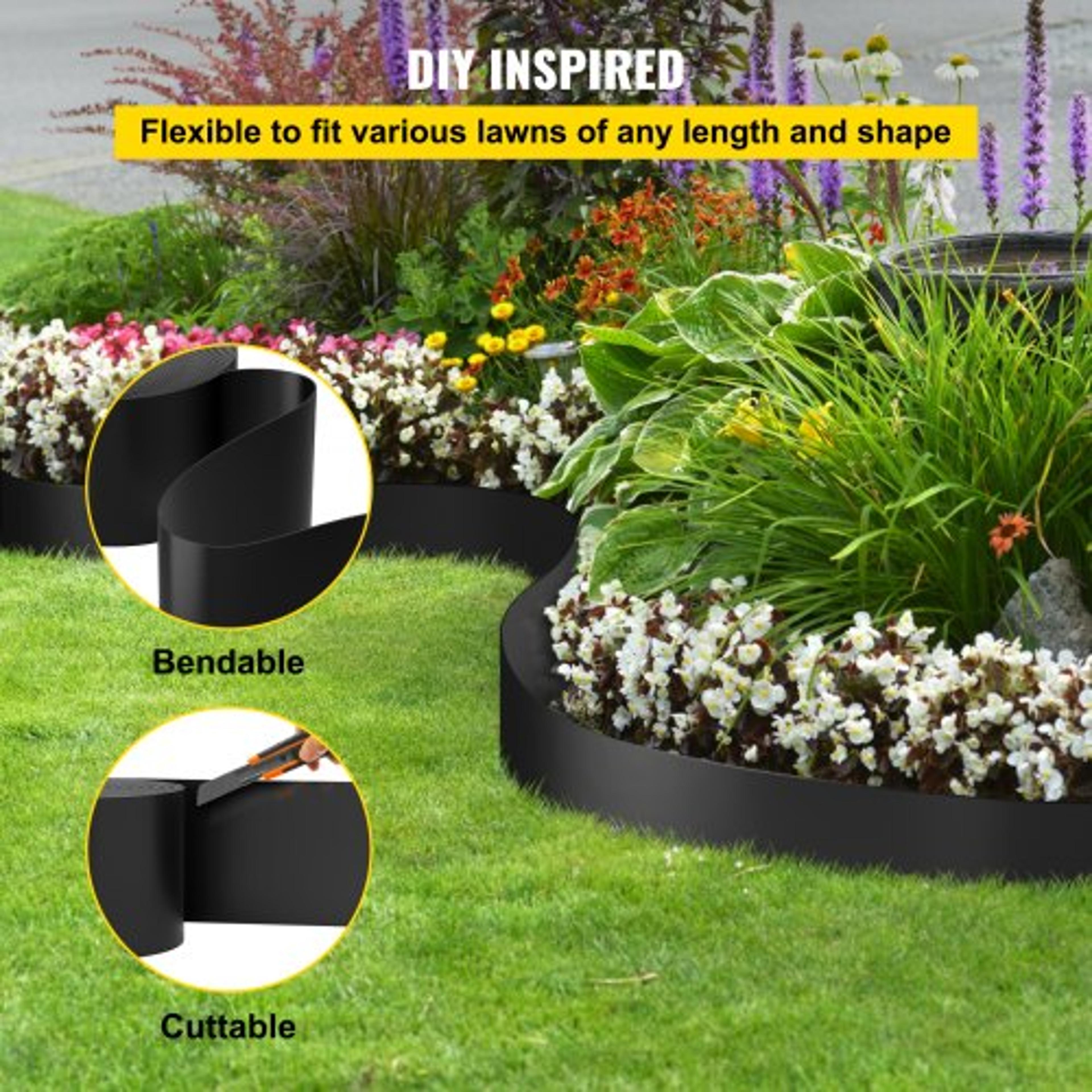 60 Ft Landscape Edging 10 Inch Depth Recycled HDPE Coiled Terrace Board Flexible Bender Border For  5