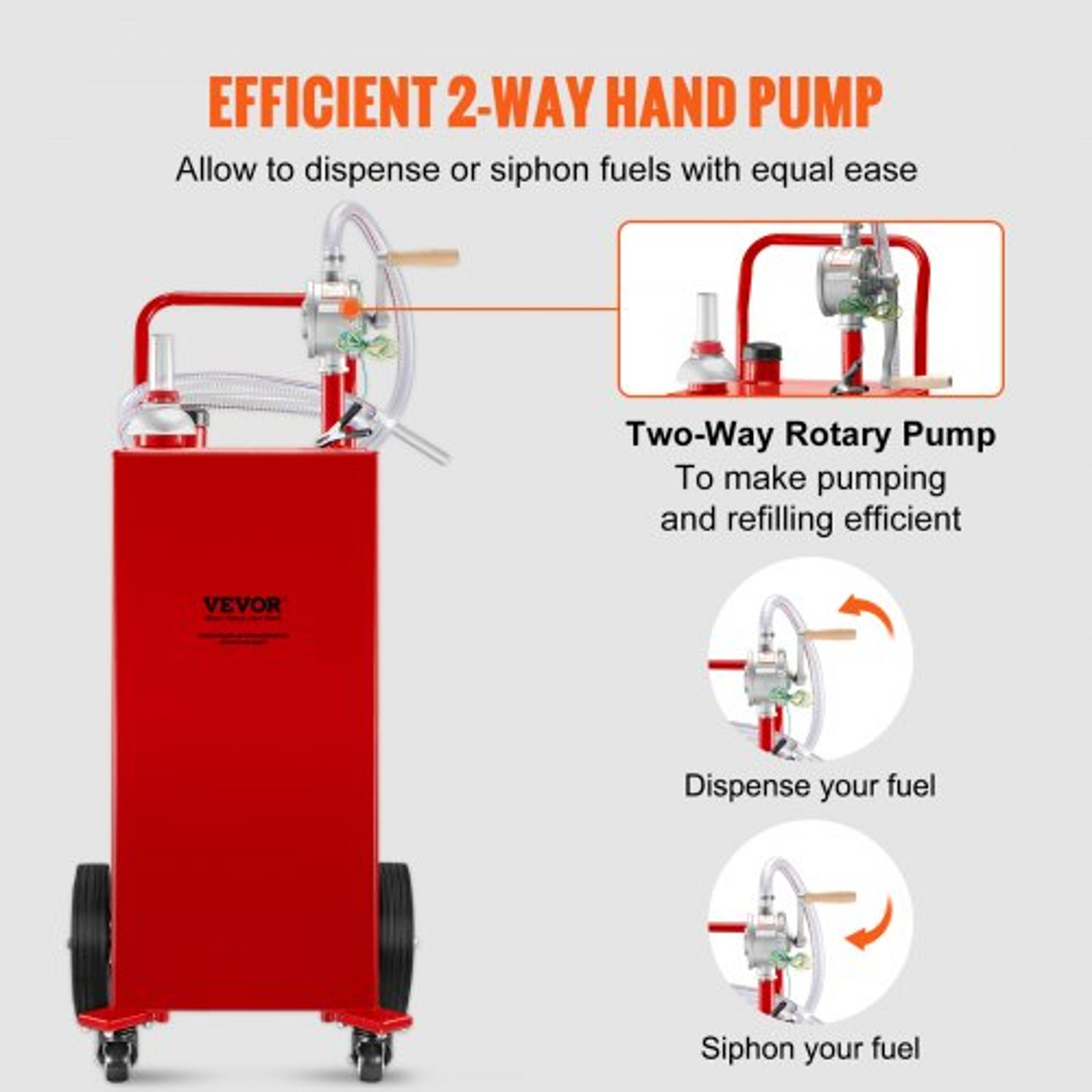 30 Gallon Fuel Caddy Gas Storage Tank With Manual Transfer Pump  4 Wheels Portable GasolineDiesel C 3