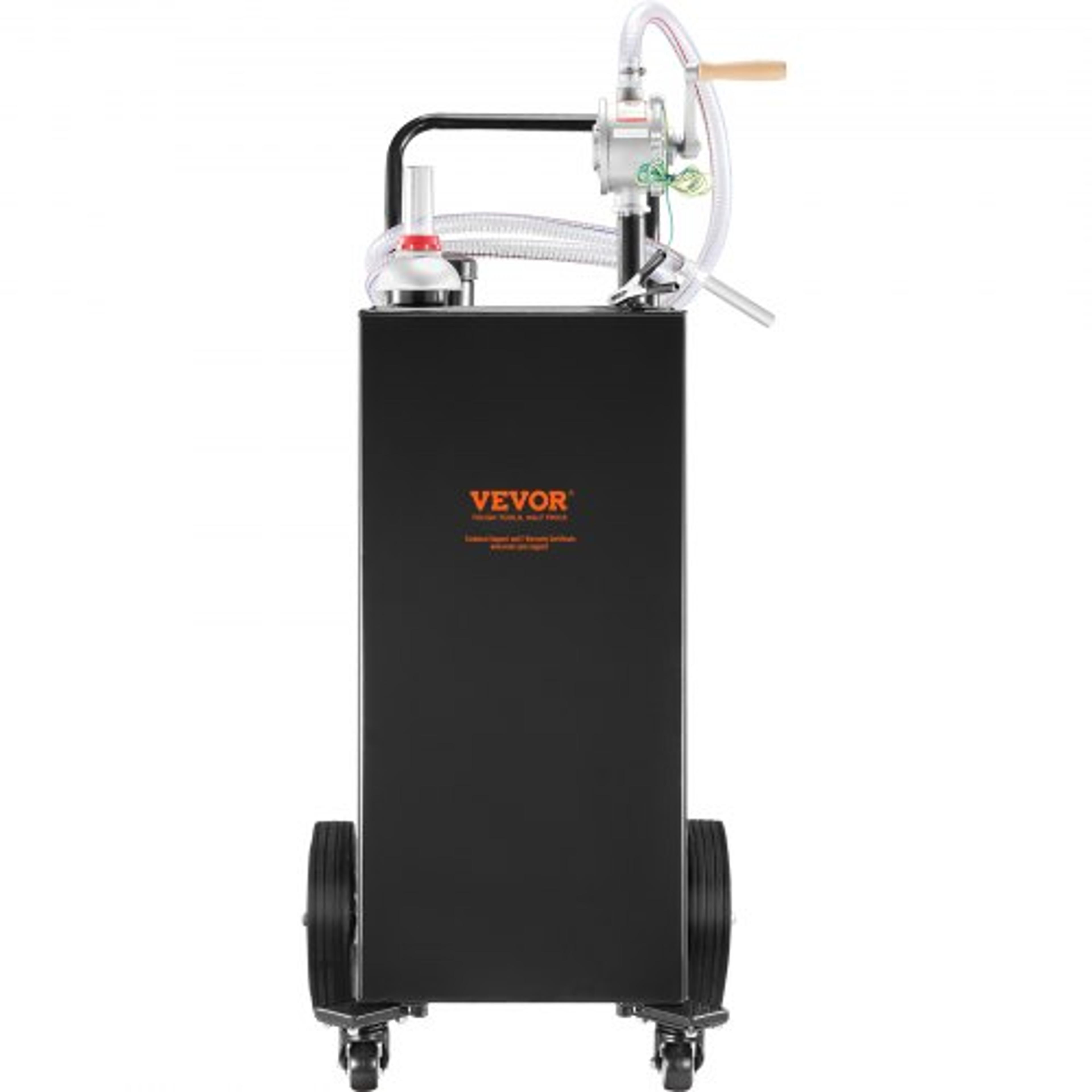 35Gallon Fuel Caddy HeavyDuty Gas Storage Tank W Manual Transfer Pump  4 Wheels Portable DieselGaso 9