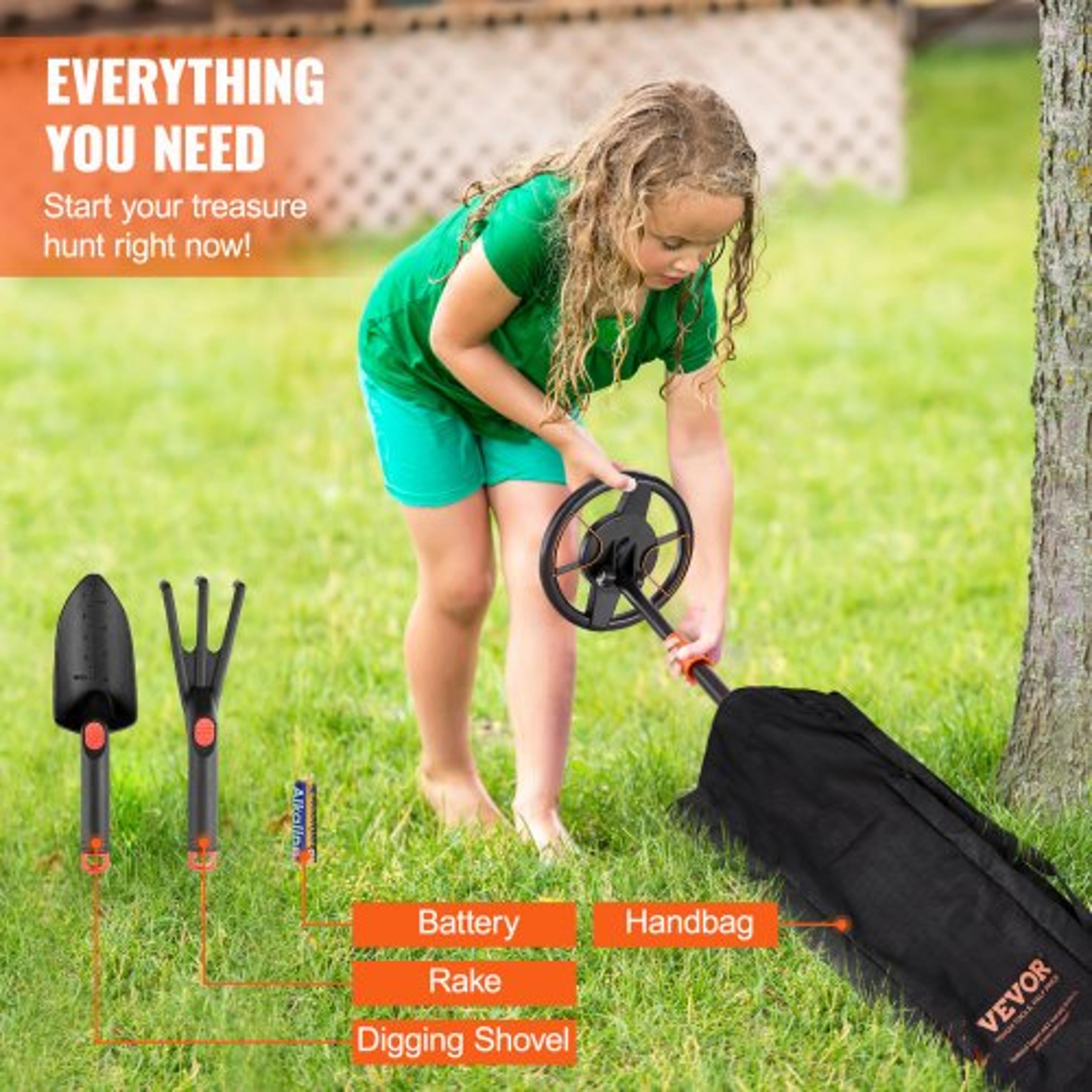 Junior Adventure Kids Metal Detector  Adjustable Waterproof Treasure Hunting Detector With LCD For  4