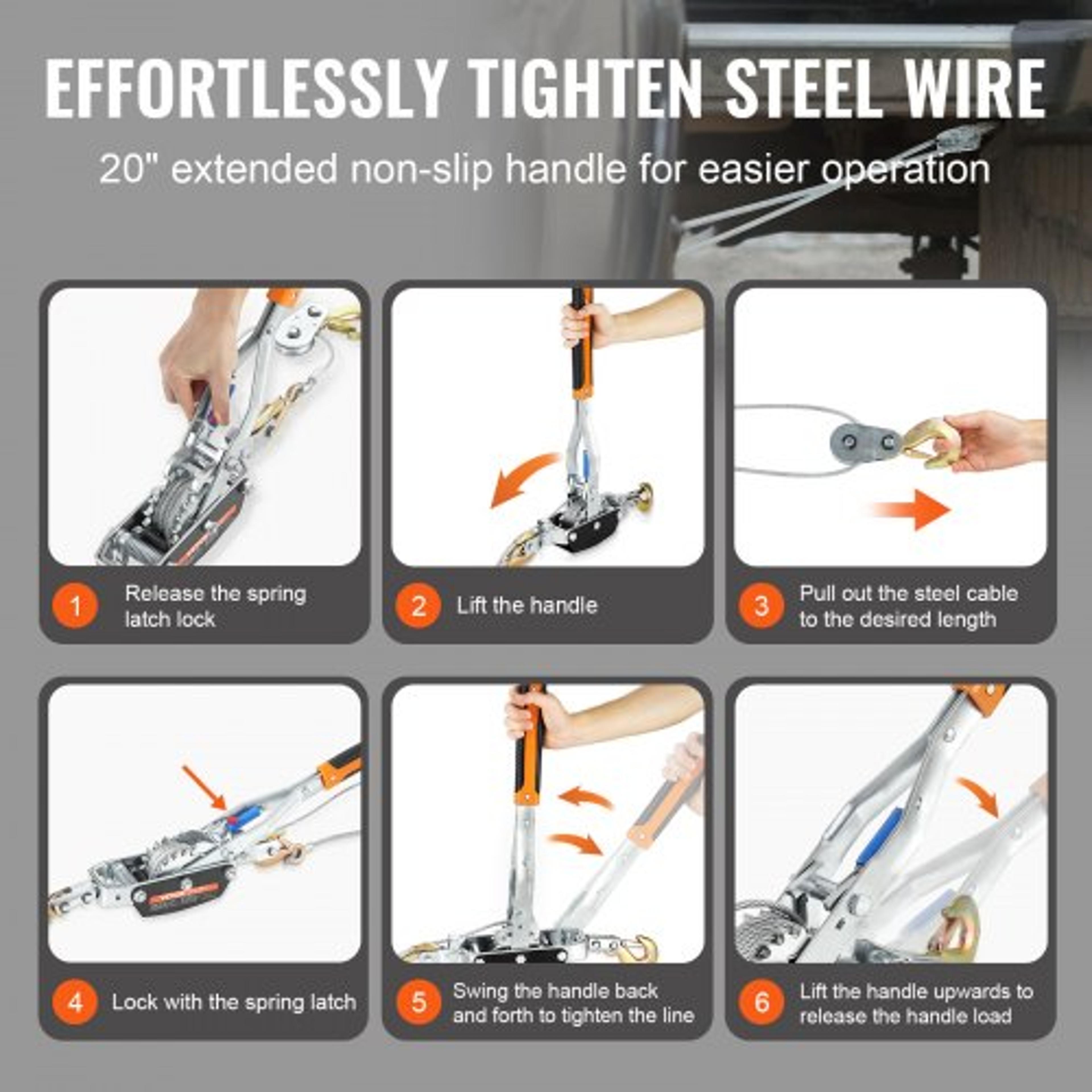 5 Ton Come Along Winch Ratchet Cable Puller 11023 Lbs Heavy Duty Vehicle Recovery Tool 6