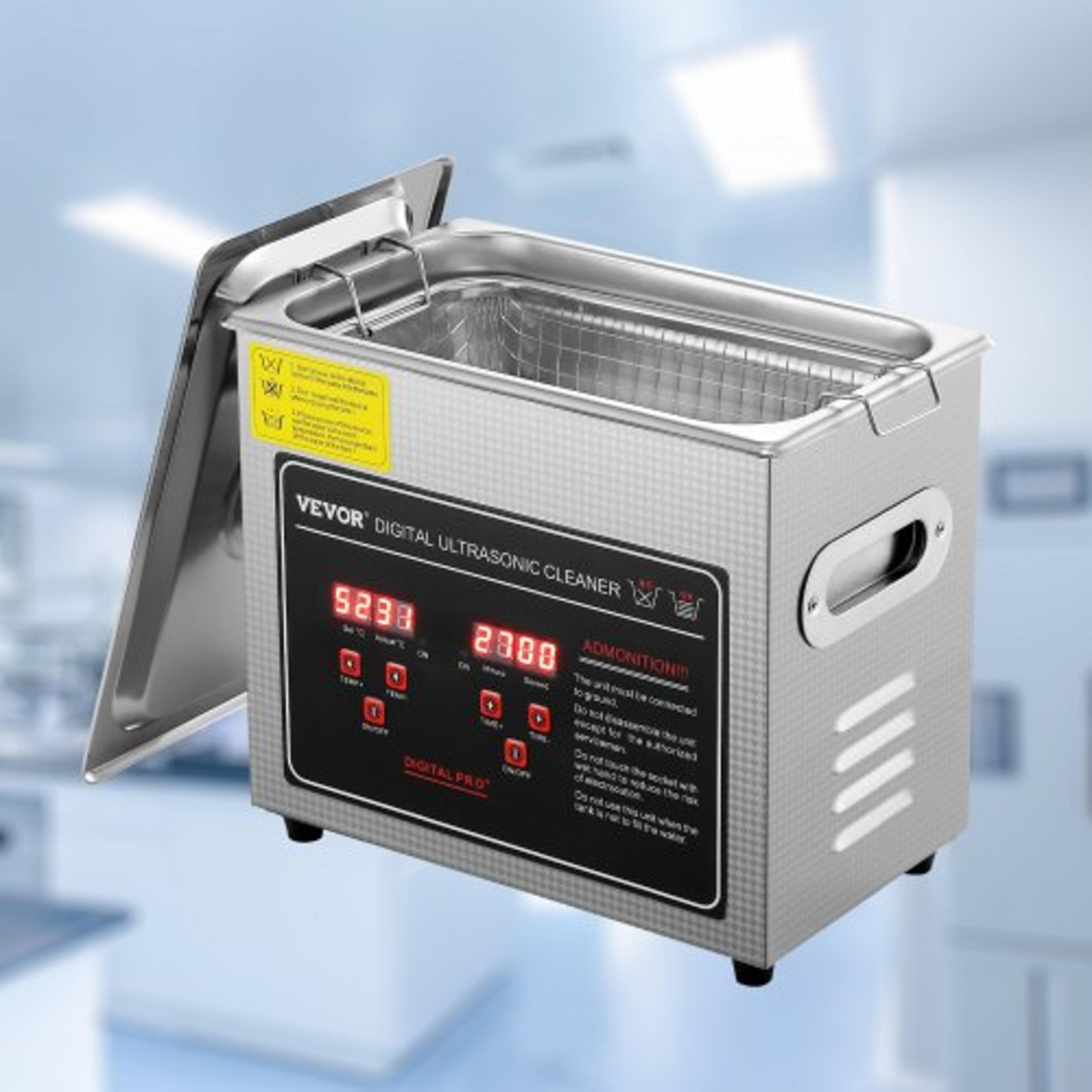 3l stainless steel heated ultrasonic cleaner, digital jewelry & eyeglass cleaner with timer for watches, rings & small