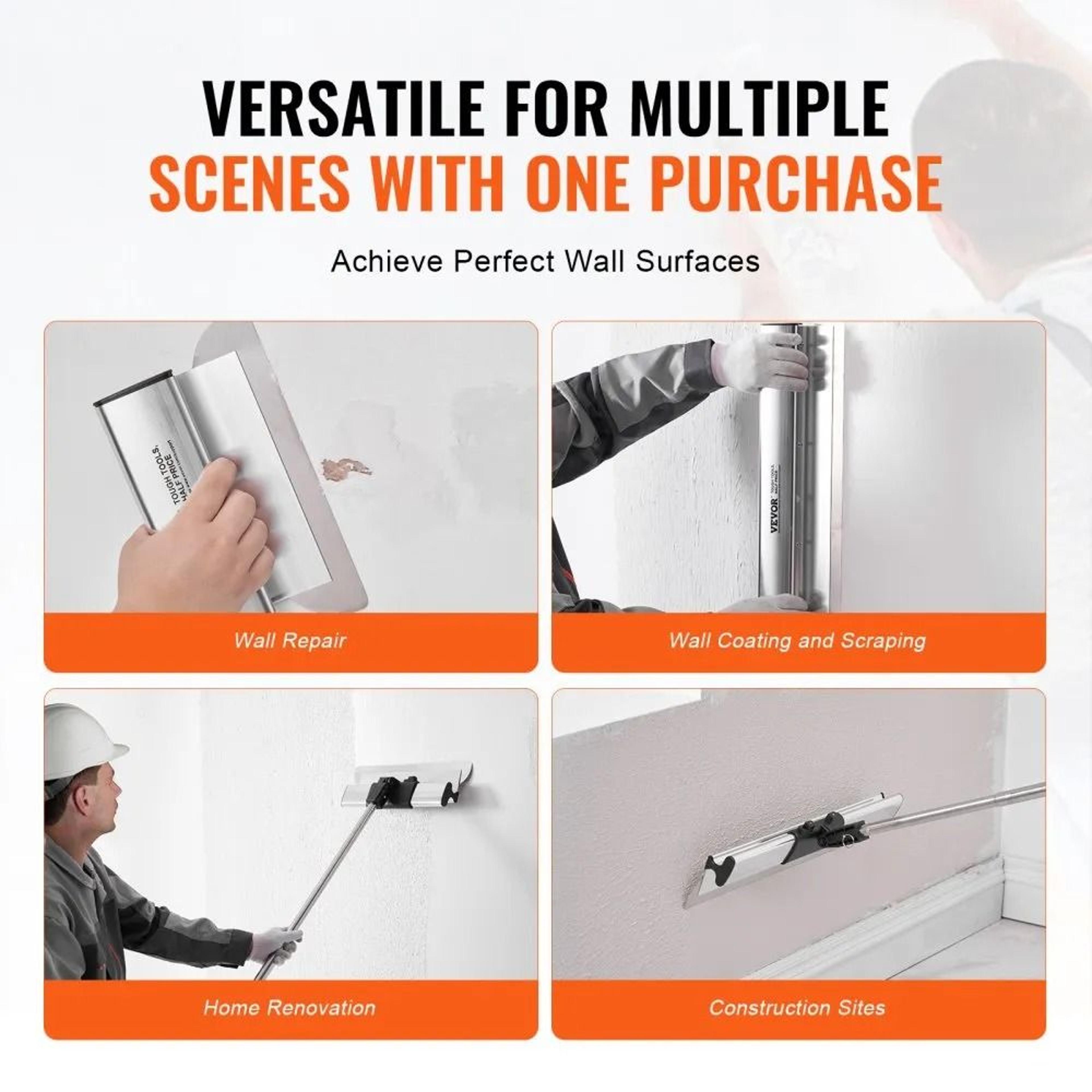 Professional Skim Coat Tools Drywall Skimming Blade Set Skimming Blades Telescopic Handle Pole Stai