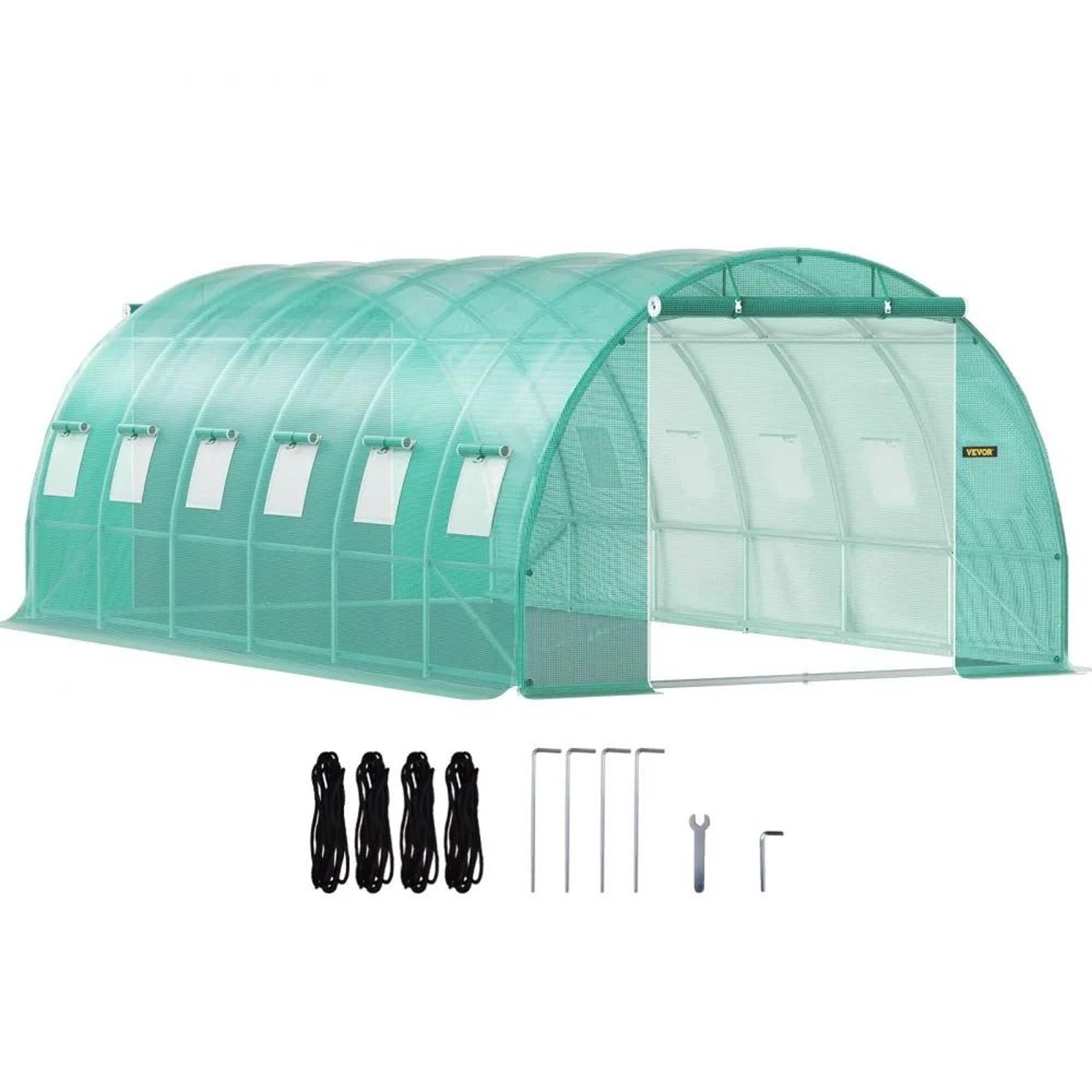 walk-in tunnel greenhouse, portable plant hot house, galvanized steel hoops, roll-up windows, zippered doors, top beams