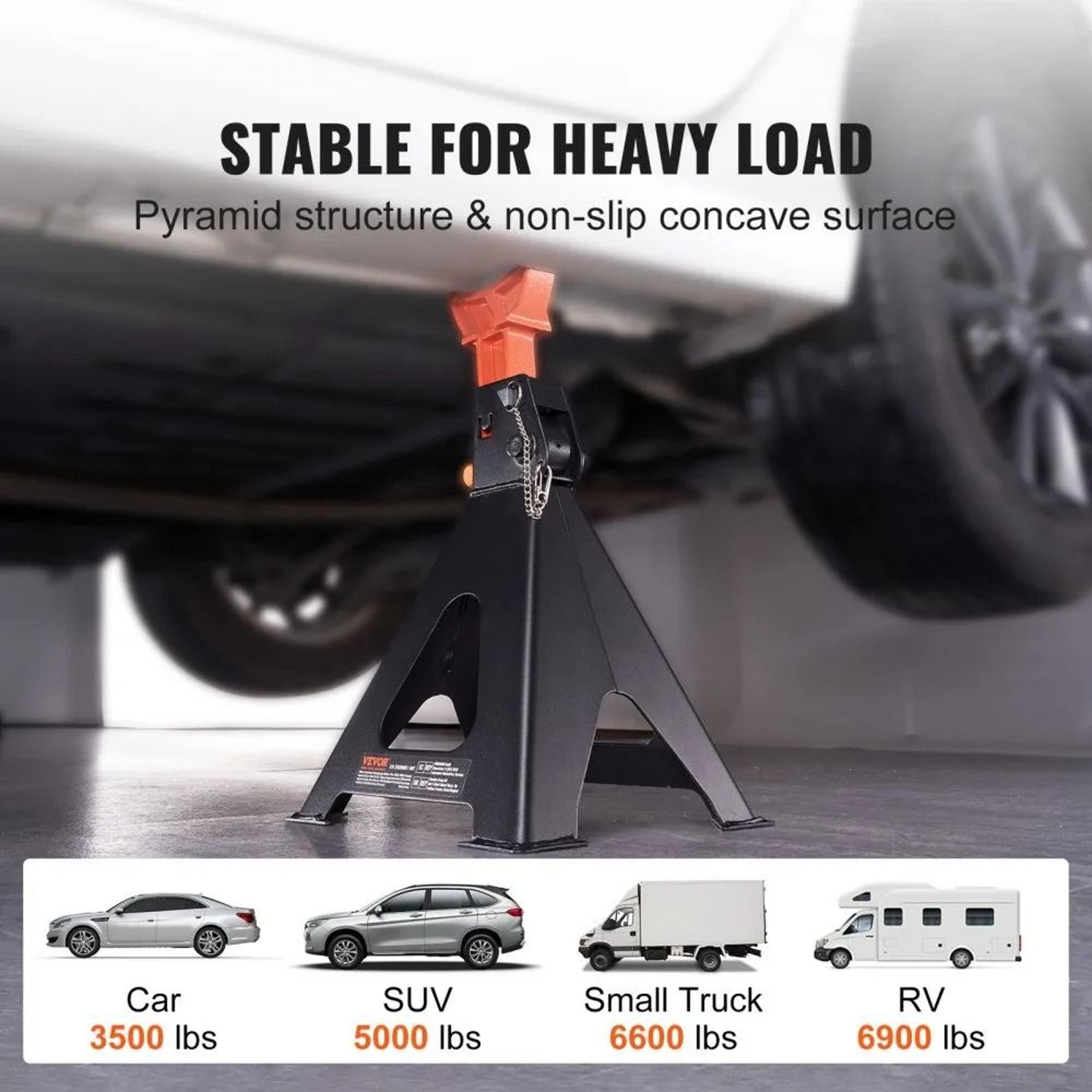 Jack Stands Double Locking Car Jack Stands Adjustable Height For SUV Truck UTV ATV Garage And Works 1