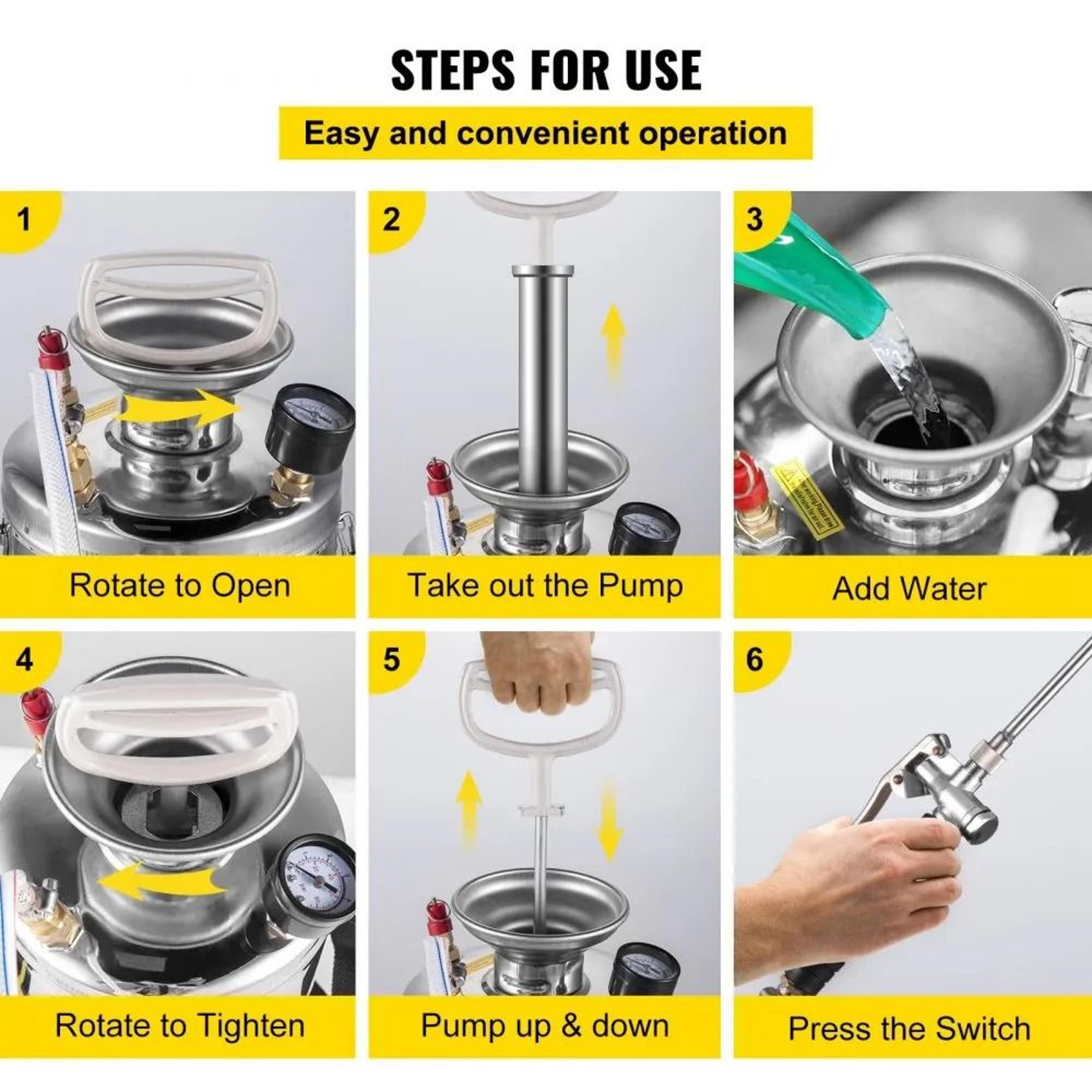 Hand Pump Sprayer Stainless Steel Adjustable Nozzle Sprayer With Safety Valve Pressure Gauge Set Wi 4