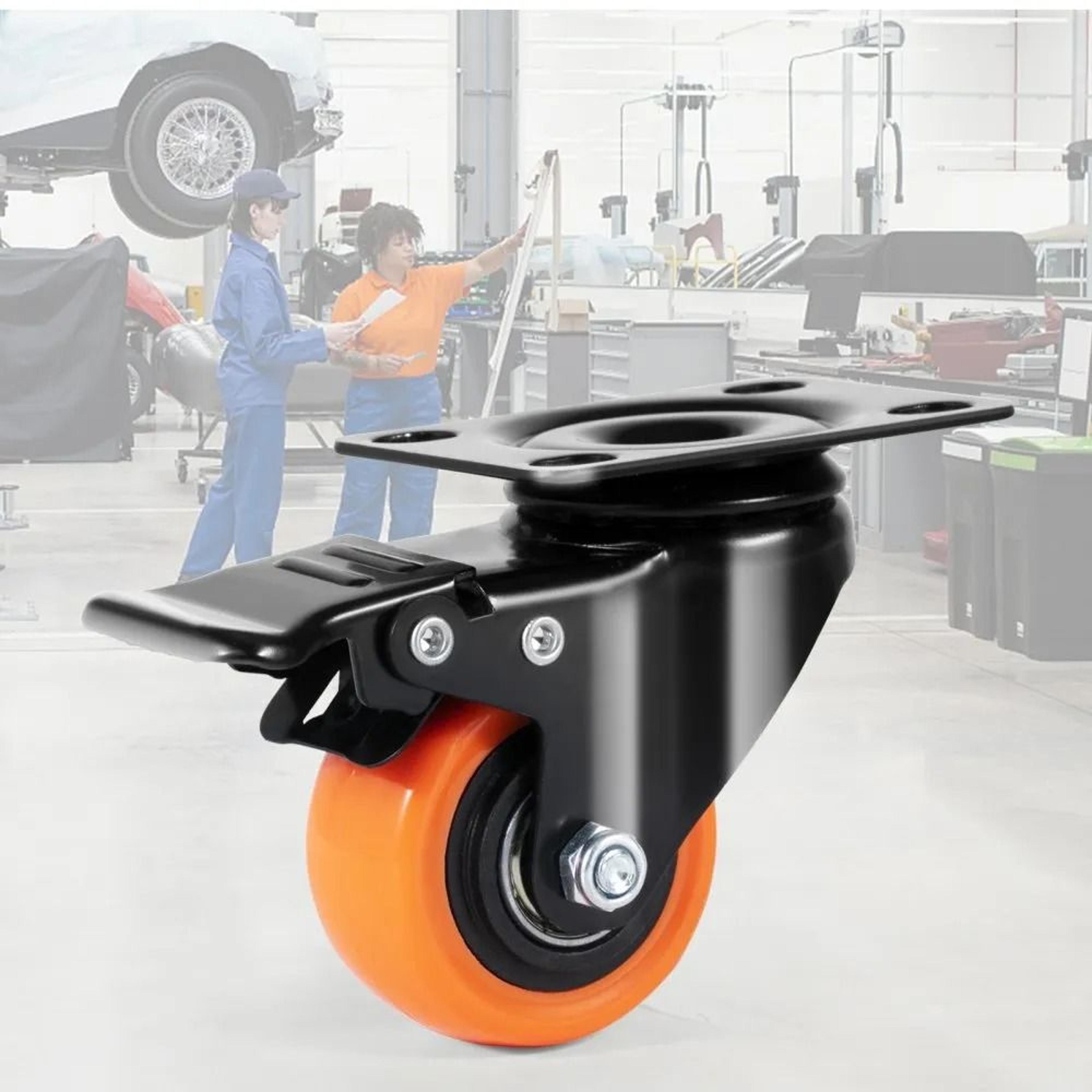 Set Of Caster Wheels Swivel Plate Casters Heavy Duty PVC NonMarking Dual Locking Security Wheels 6