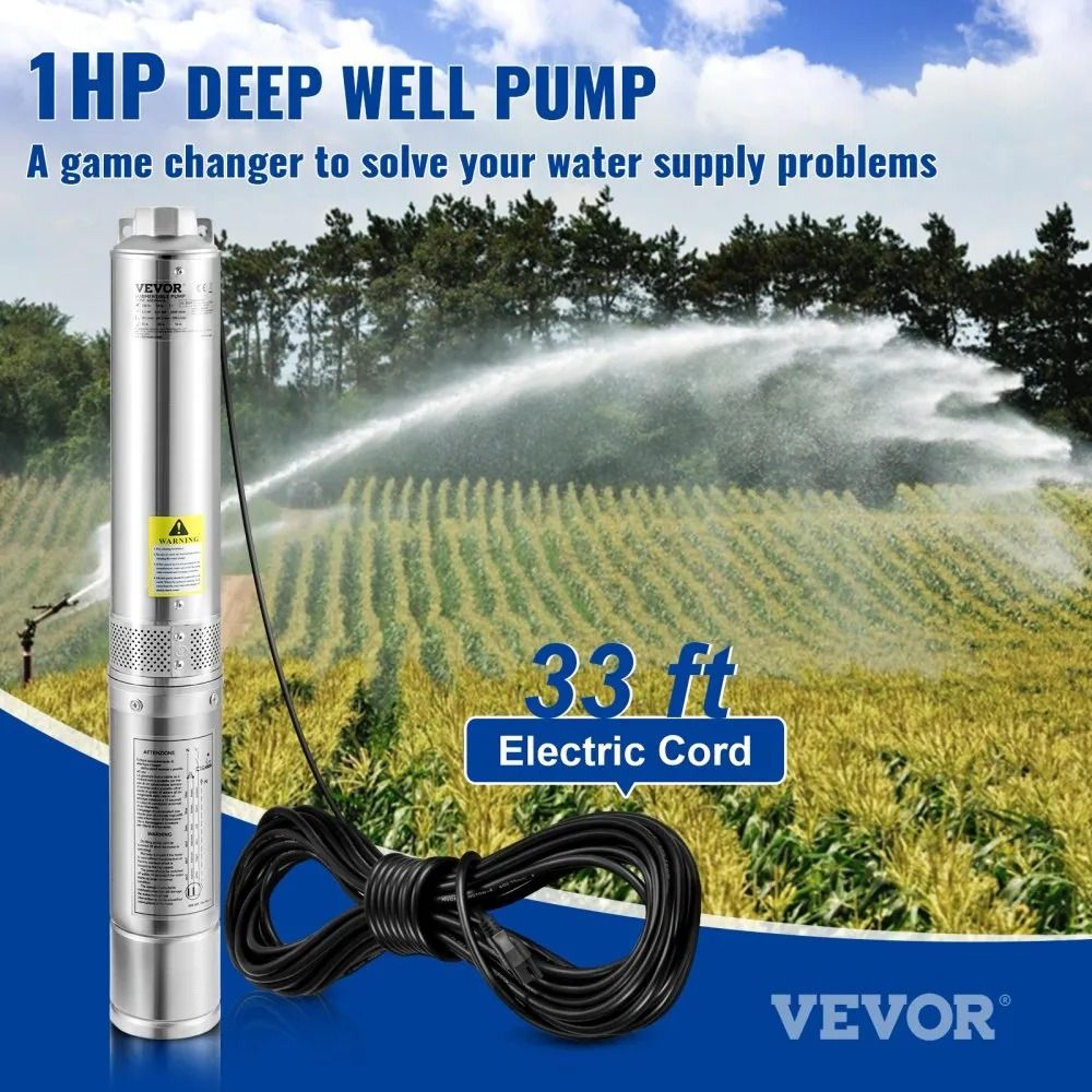 Deep Well Submersible Pump Stainless Steel Water Pump Flow Head Electric Cord For Home Farm Industr 2