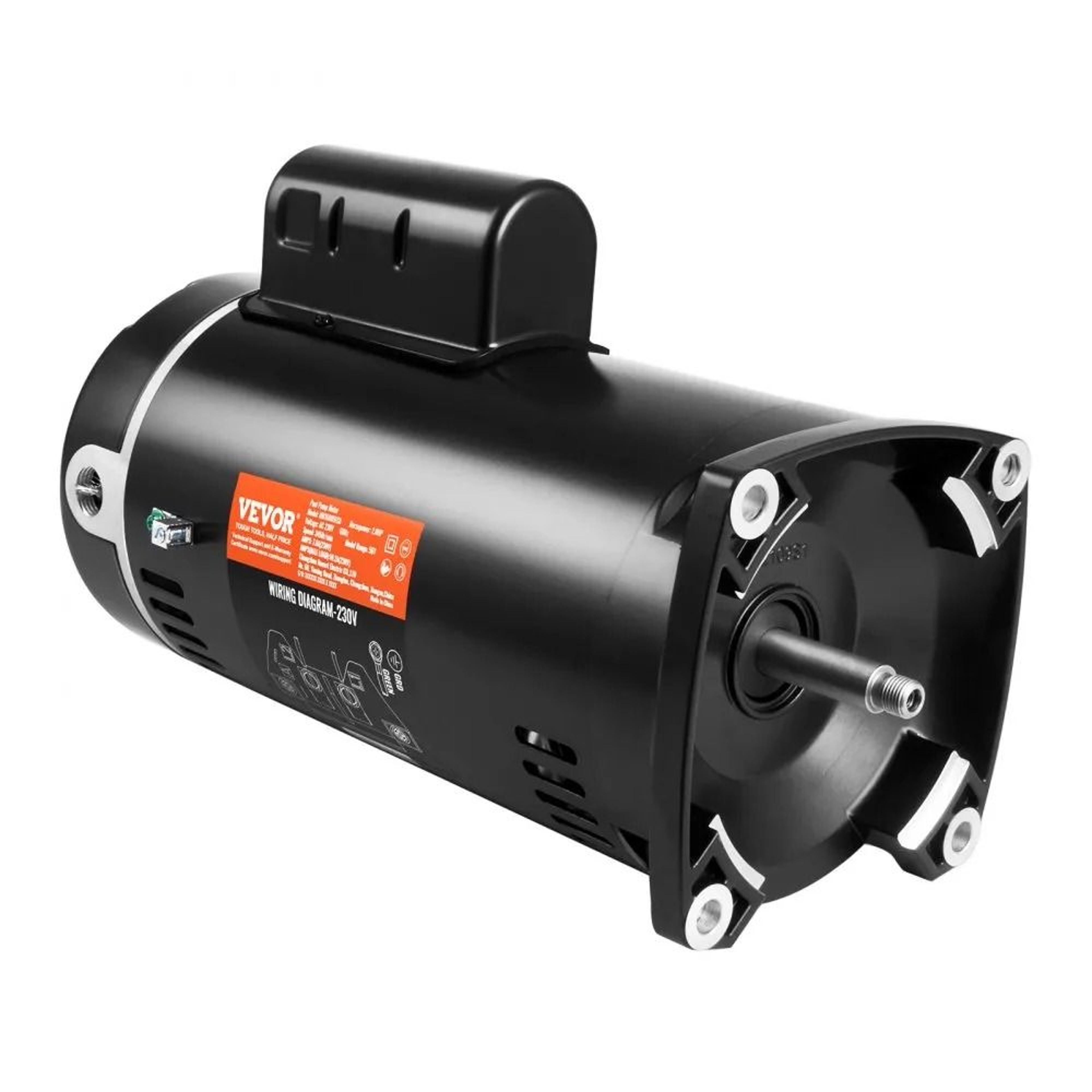 frame pool pump motor, service factor, 250v capacitor, ccw rotation, square flange