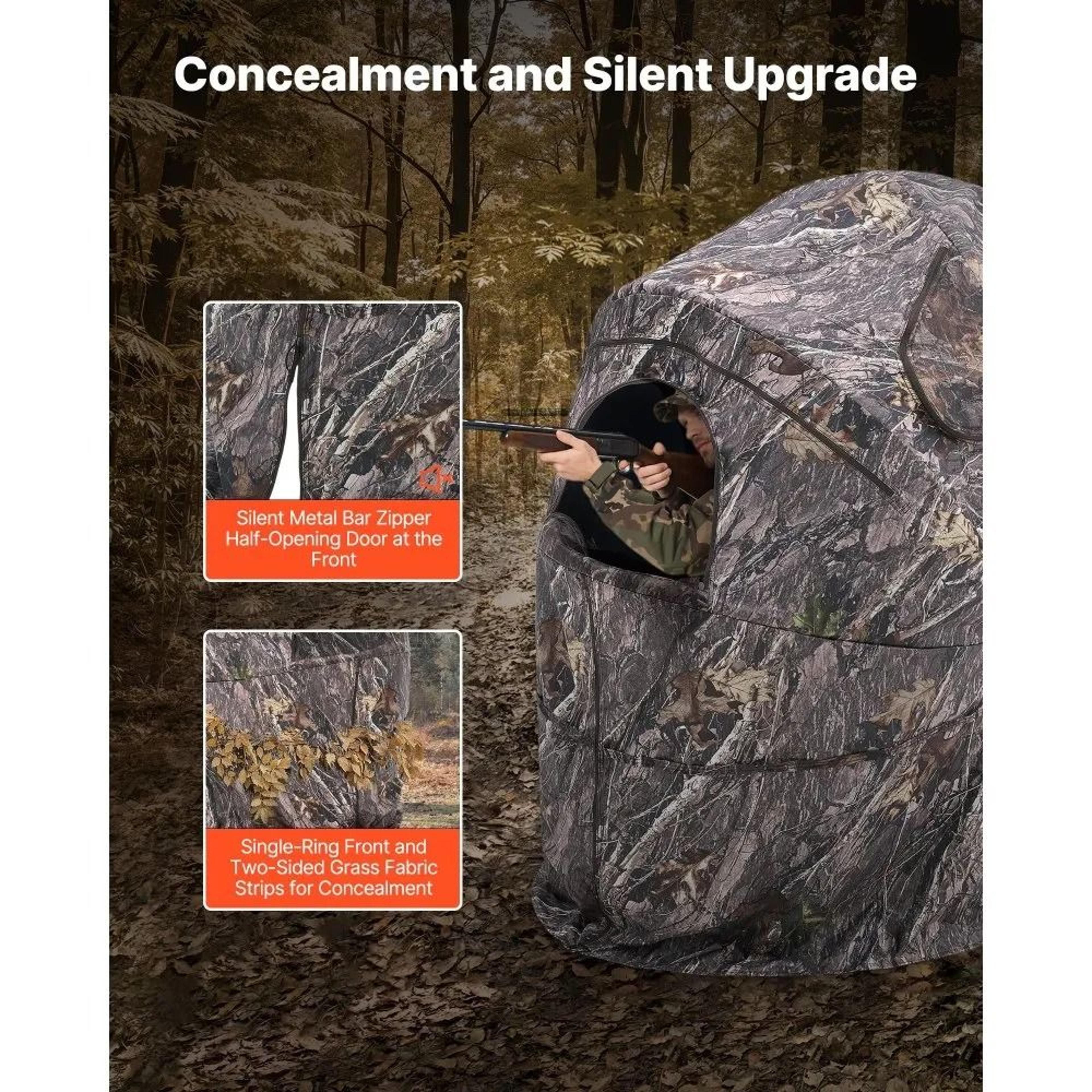 Reinforced Durable Concealed Shelter Portable Hunting Blind Single Person Ground Blinds With Carryi 1